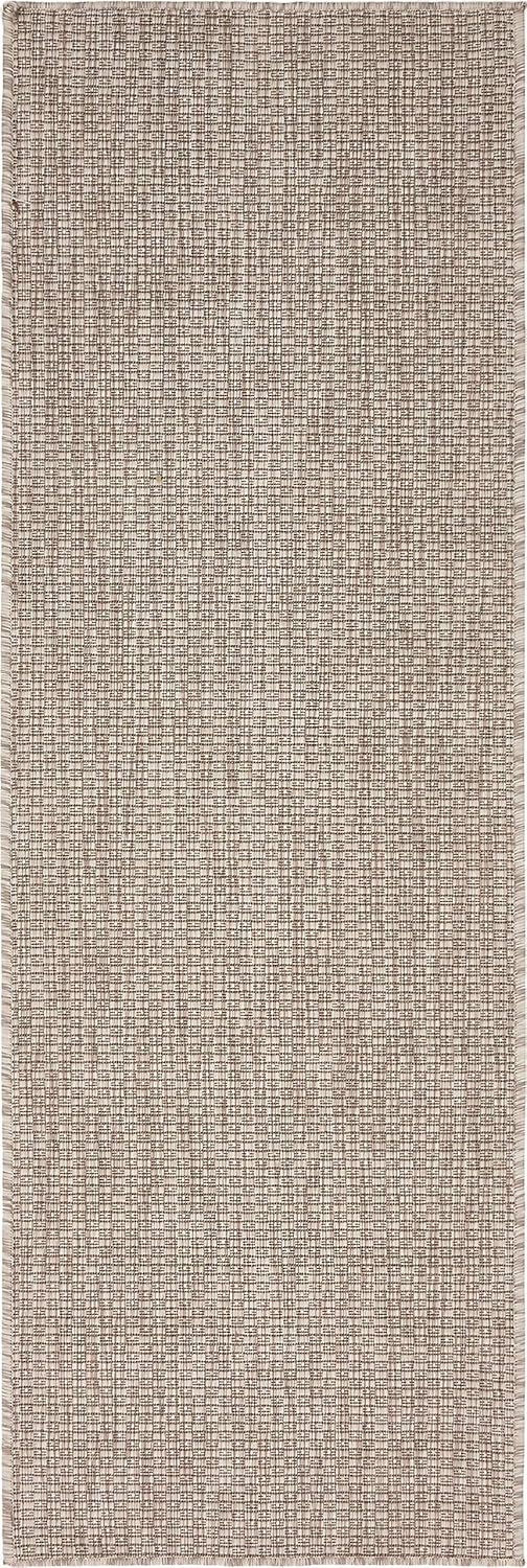 Unique Loom Collection Casual Transitional Solid Heathered Indoor/Outdoor Flatweave Area Rug (2' x 6' 1" Runner, Beige/Ivory)