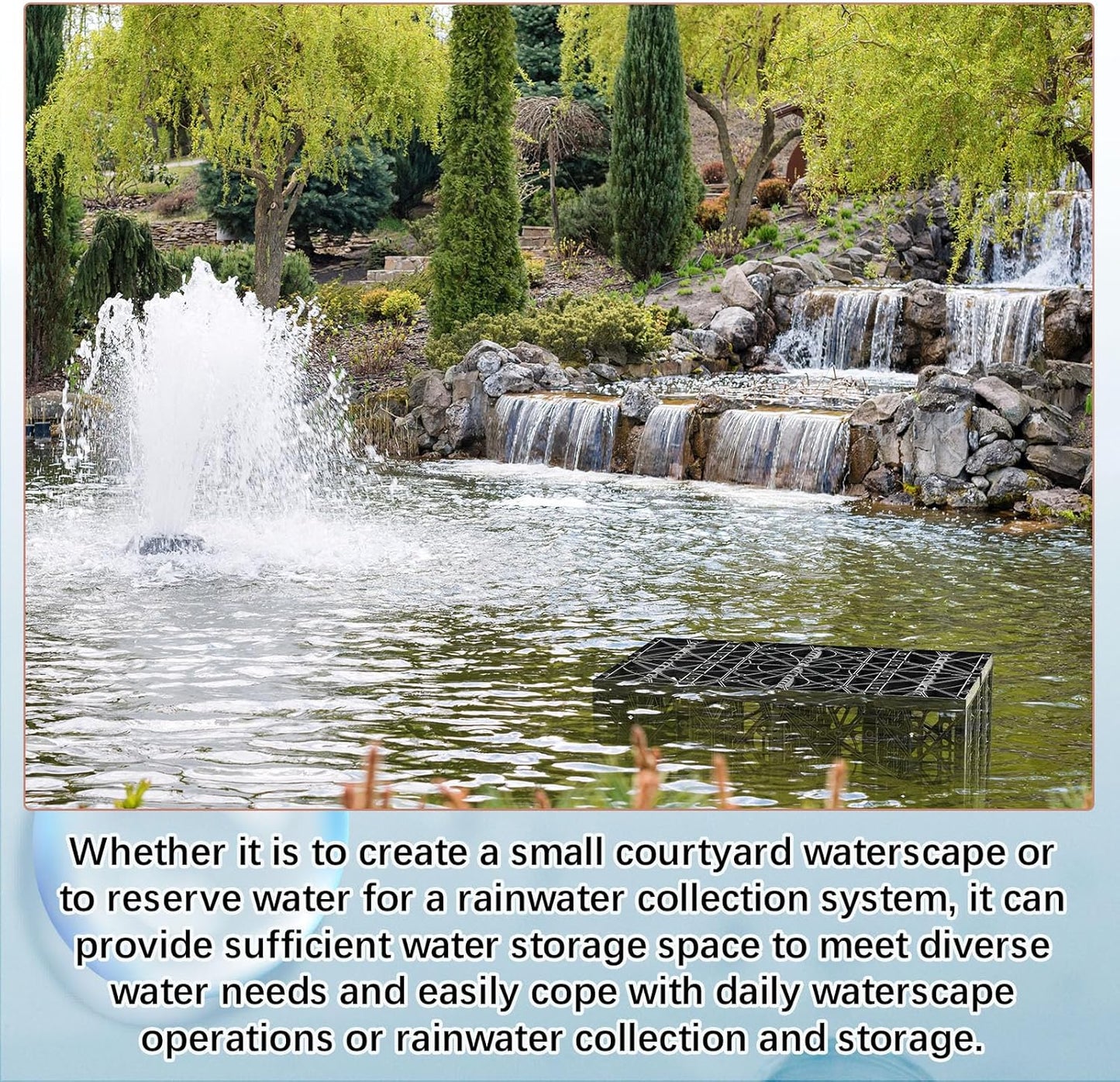 2 Pack 33 Gallon Water Storage Module Block System Water Garden Matrix Block for Pond Free Waterfalls Disappearing Waterfall or Fountain Features