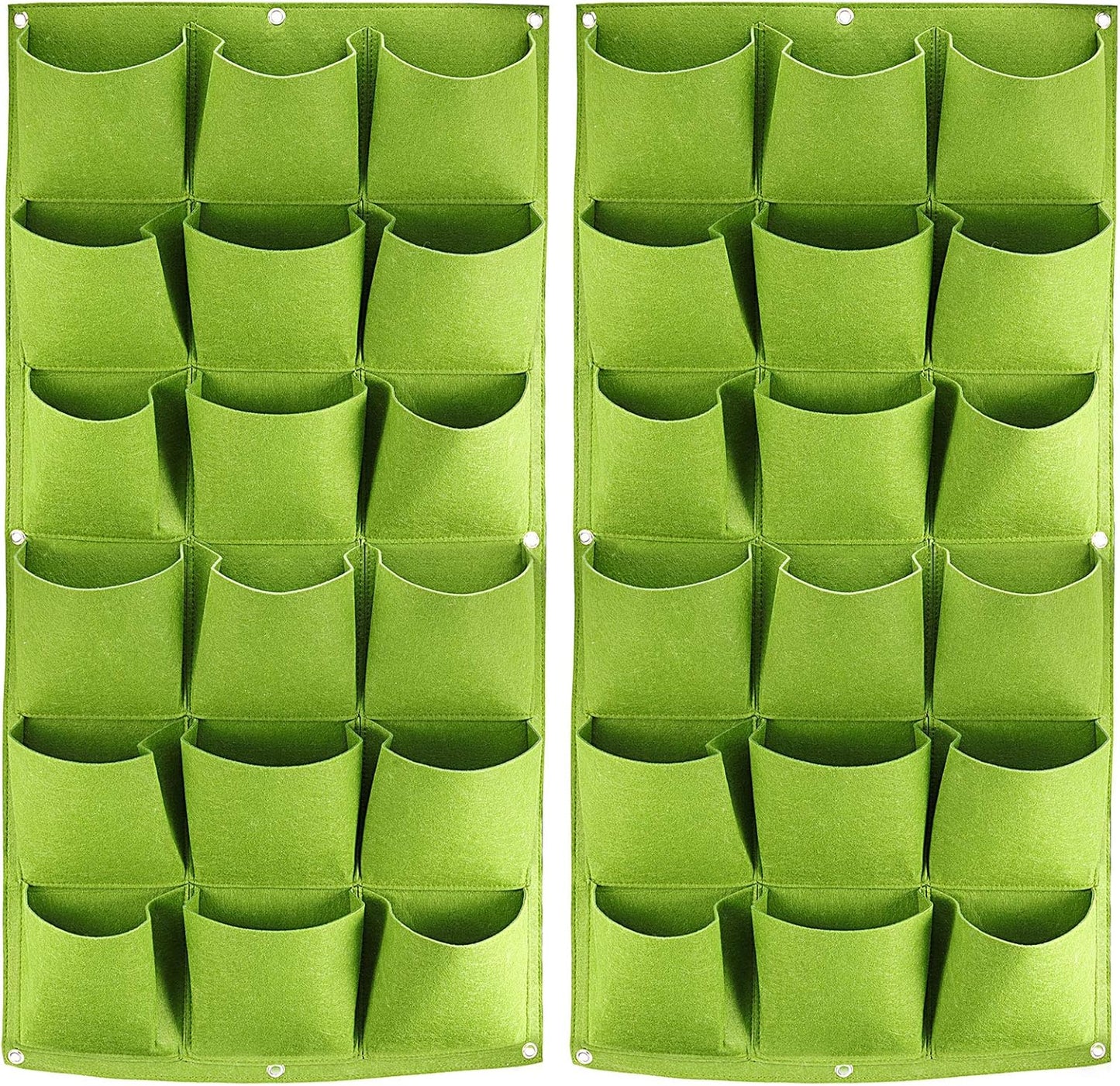 ZOENHOU 2 Pack Total 36 Roomy Pockets Green Vertical Garden Planter, Wall-Hanging Flower Pot Bags, Felt Wall Mount Balcony Planter Pouch for Herbs, Succulent, Flowers and Vegetables