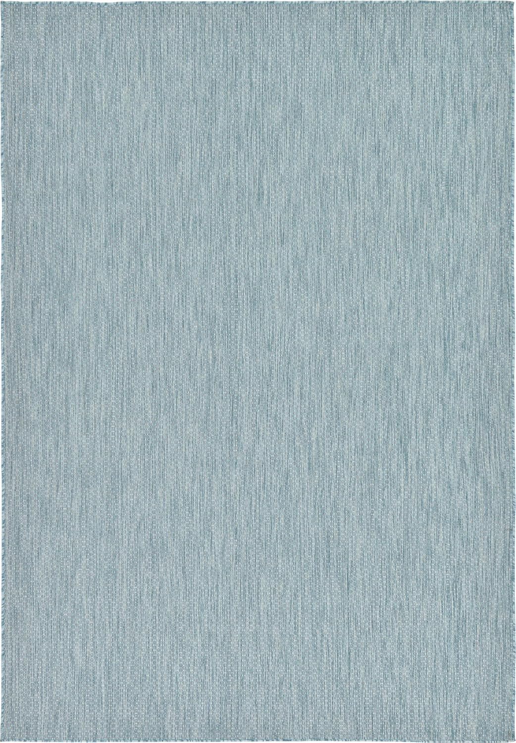 Unique Loom Collection Casual Transitional Solid Heathered Indoor/Outdoor Flatweave Area Rug (7' 1" x 10' Rectangle, Aquamarine/Ivory)