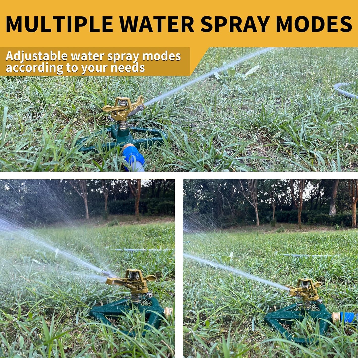 Impact Sprinklers for Yard with Metal Base, Heavy Duty Zinc Alloy Water Sprinkler for Lawn, Automatic 360° Roating for Large Lawn and Garden, Coverage up to 5,800 Sq.Ft, Olive