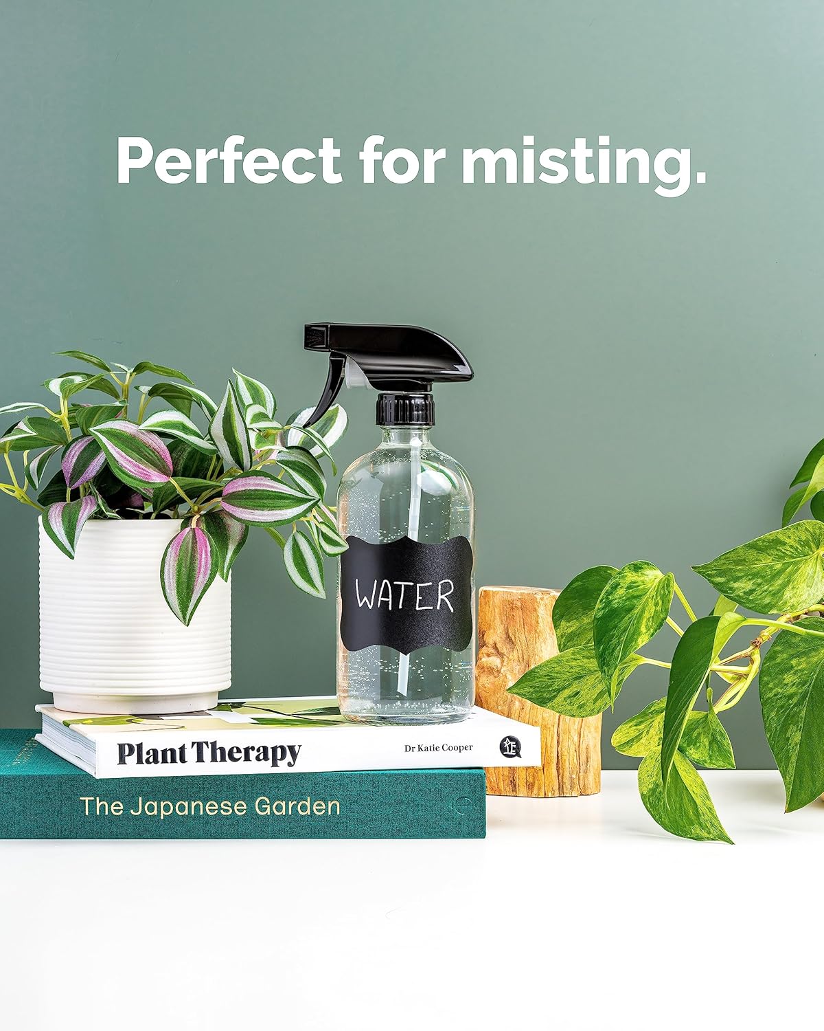 Vine Creations Glass Spray Bottles, 2 Pack Refillable Spray Bottles for Cleaning Solutions, Plant Misters, Clear Glass Spray Bottle for hair, 16 oz Mister Spray Bottle with Waterproof Labels