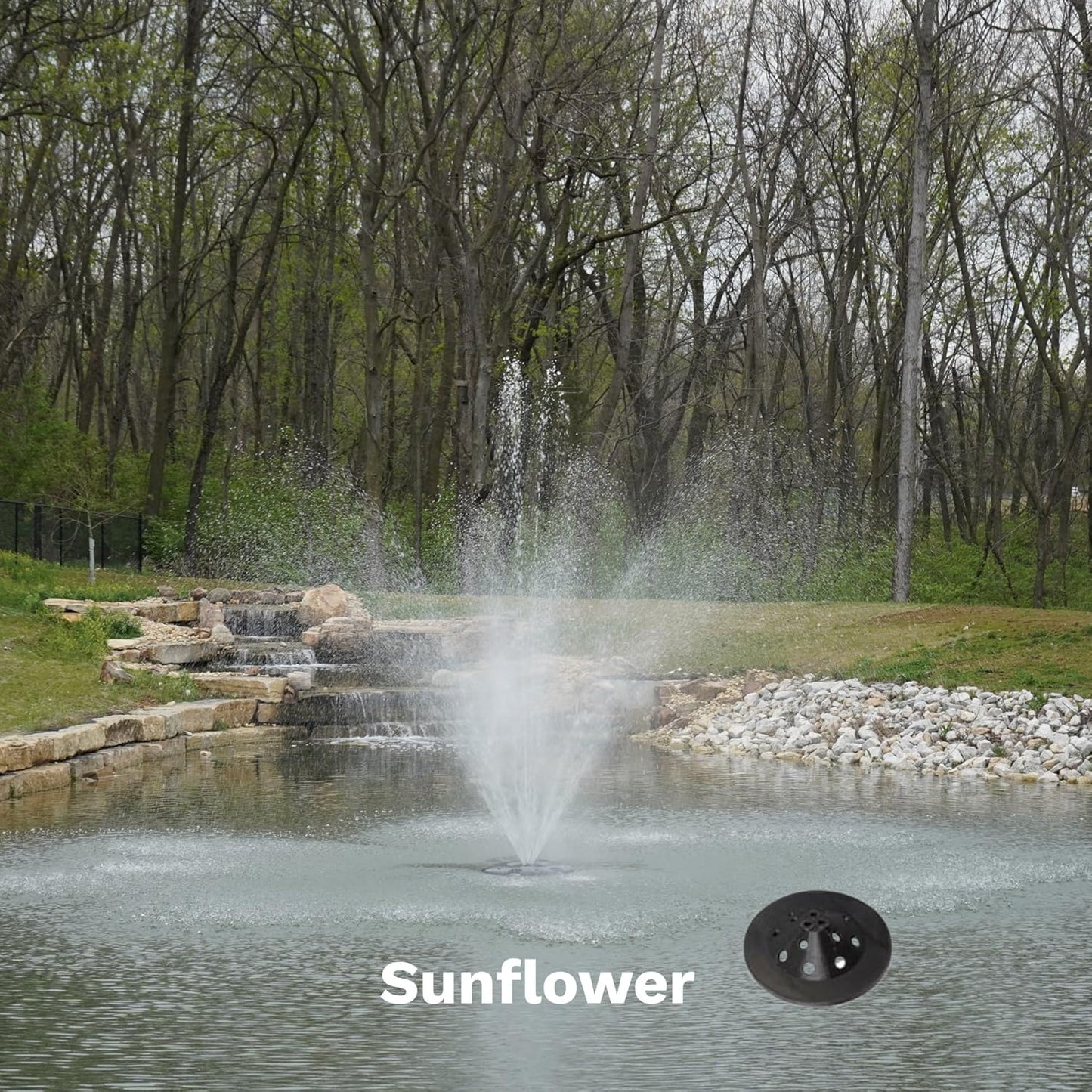 HALF OFF PONDS Floating Fountain – 1.75 HP Pond Aerator, 200' Cord – 14,800 GPH Water Pump – 11 Spray Patterns - Color-Changing LED Lights & Control Box - for Large Ponds, Lakes & Water Gardens