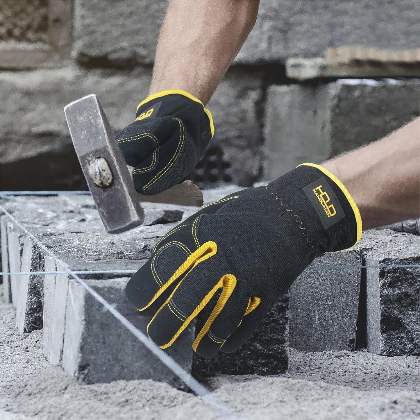 HANDLANDY Leather Work Gloves for Men & Women, Reinforced Durable Garden Gloves, Cowhide Working Glove for Gardening