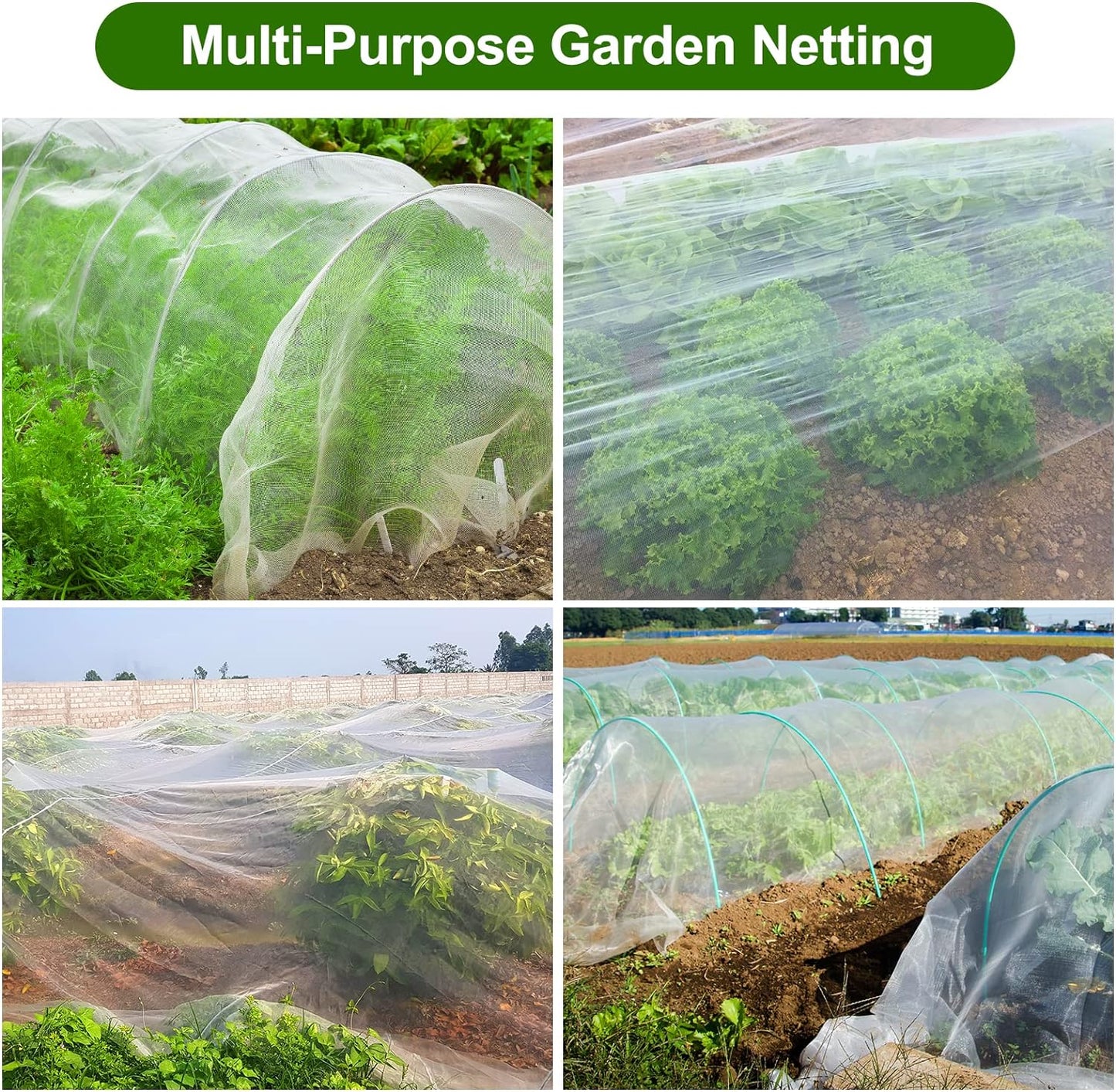 Garden Netting, Jevrench Durable Ultra Fine Garden Netting, Garden Plant Cover Row Cover Makes Plants, Vegetables, Fruits, and Flowers Grow Better (4ft x 10ft)