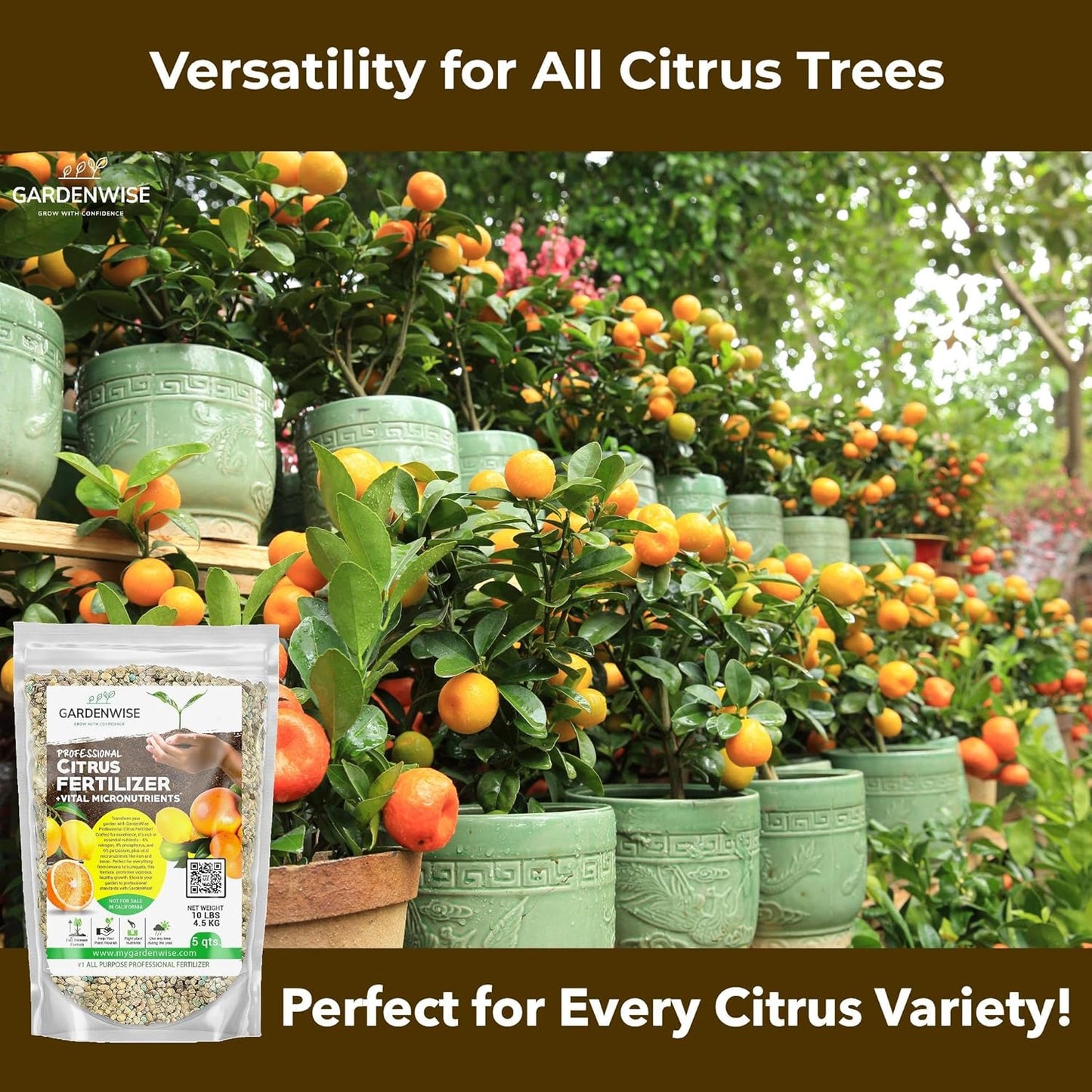 Professional Citrus Fertilizer + Vital Micronutrients; Perfect Balanced NPK for All Citrus; for Indoor and Outdoor Plants; Orange, Lime, Avocado and Lemon Tree Fertilizer (20 QUARTS)