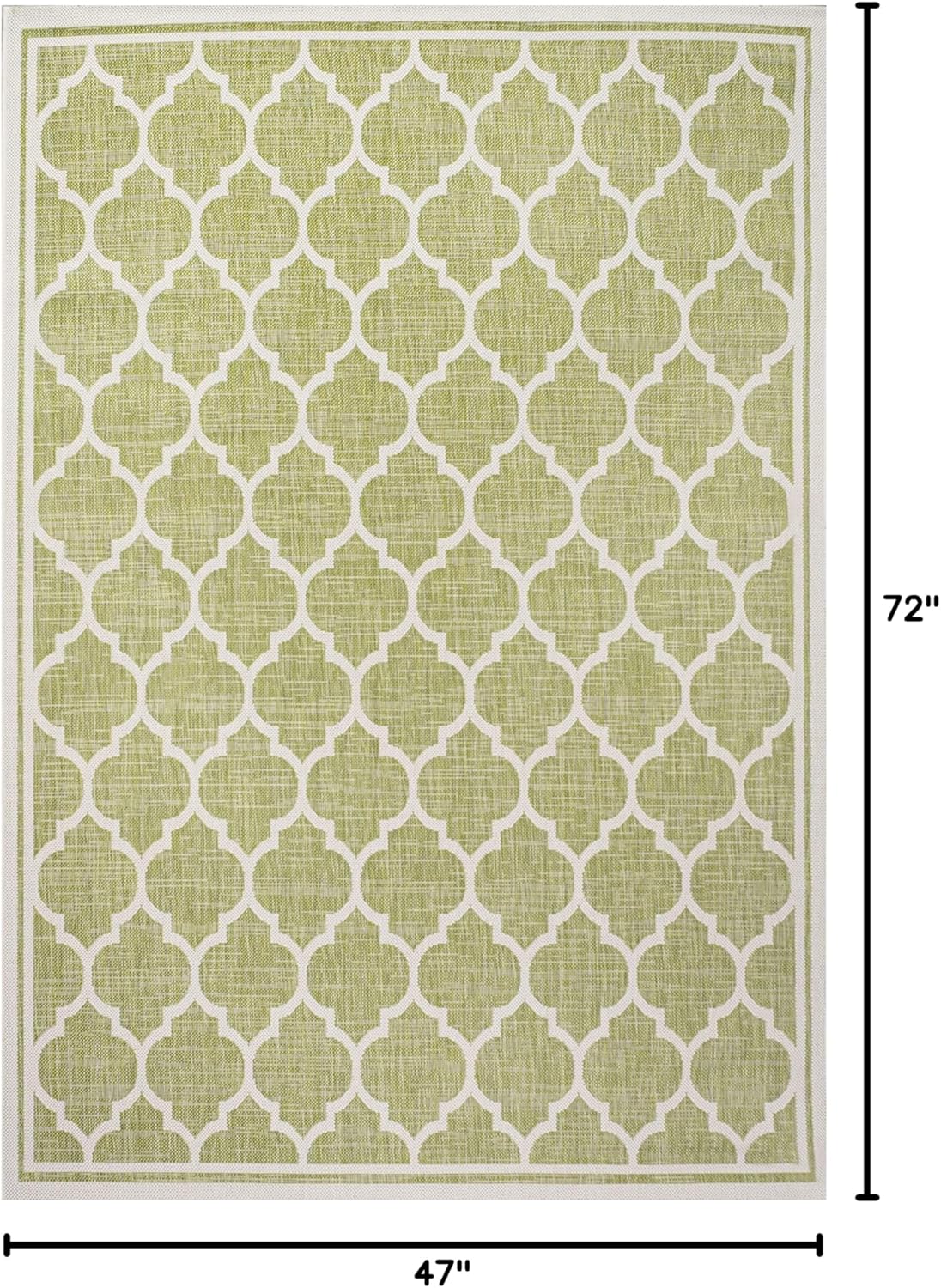 Eyely BMS109G-4 Santa Monica Trebol Moroccan Trellis Textured Weave Indoor/Outdoor Area Rug Coastal;Bohemian, Bedroom, Backyard, Patio, Easy-Cleaning, Non-Shedding, 4 X 6, Green/Cream