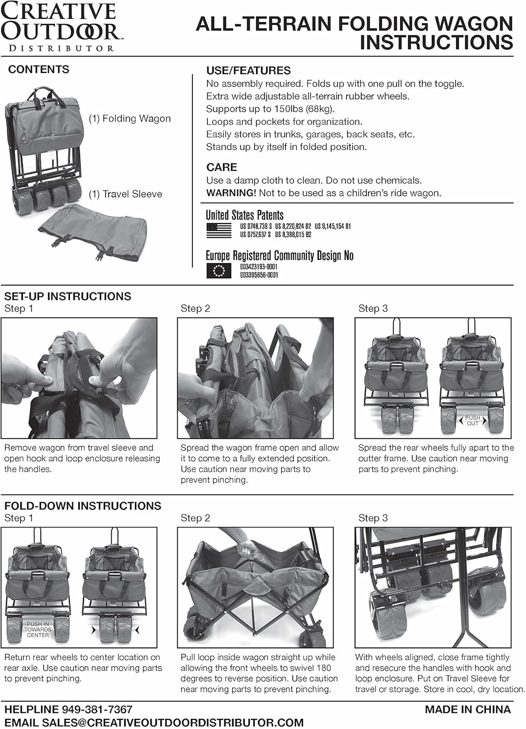 Creative Outdoor Original Folding Wagon All-Terrain Wheels