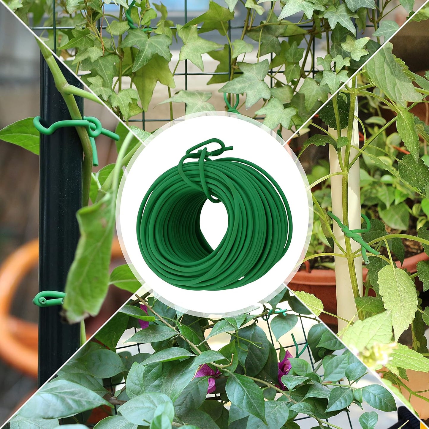 Gardzen 65ft Soft Garden Wire, Reusable Plant Ties, Rubber Coated Training Wire for Supporting Indoor Outdoor Plants and Home Organizing