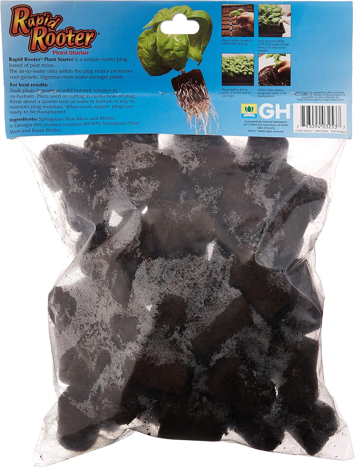 General Hydroponics Rapid Rooter, Starter Plug for Seeds or Cuttings, Great for Soil or Hydroponics Growing System, 50 Plugs