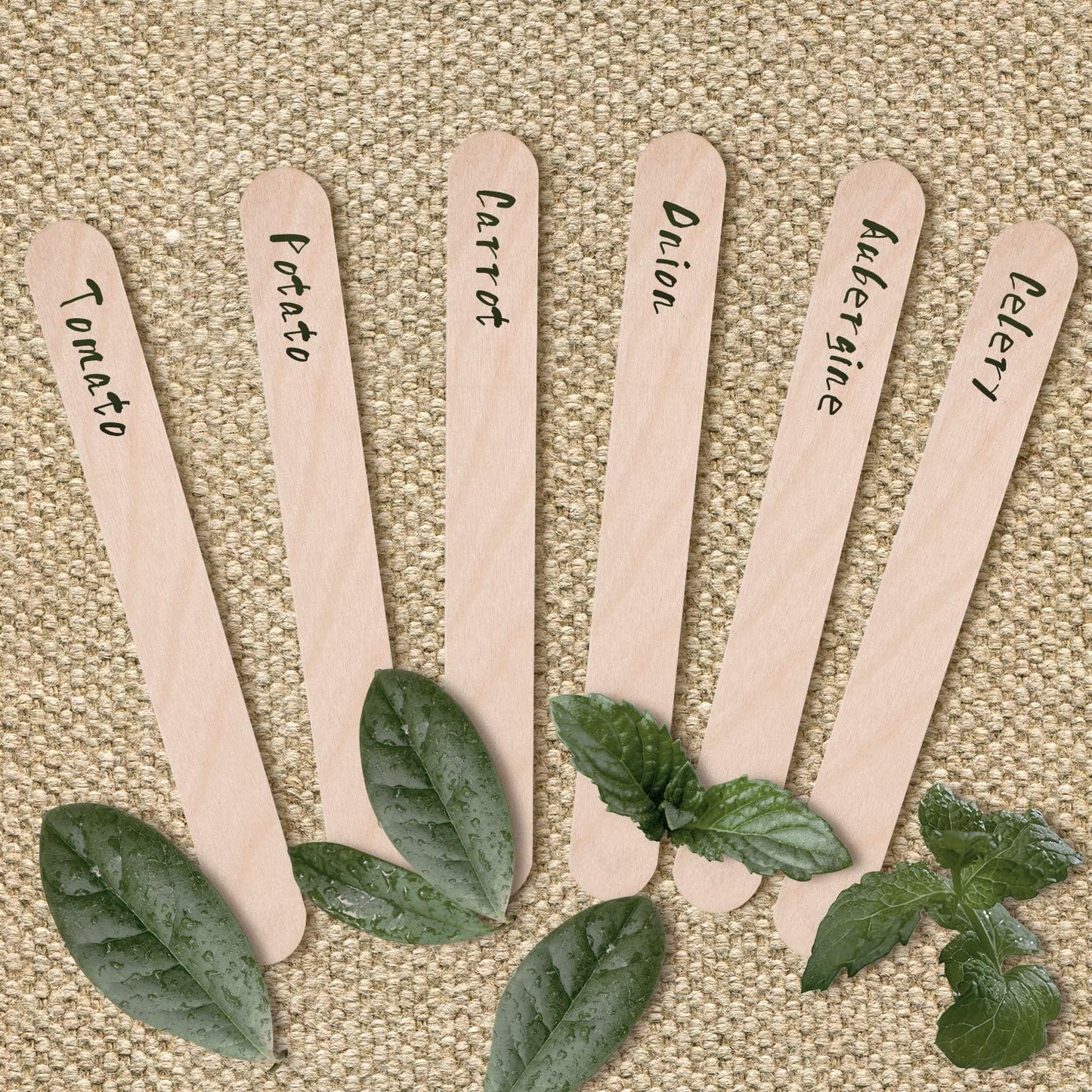 Whaline 200Pcs Wooden Plant Labels Waterproof Round Head Plant Sign Tags Birch Wood Plant Label Eco-Friendly Garden Markers for Seed Potted Herbs Flowers Vegetables with 2 Gel Pen, 15 X 1.7 CM