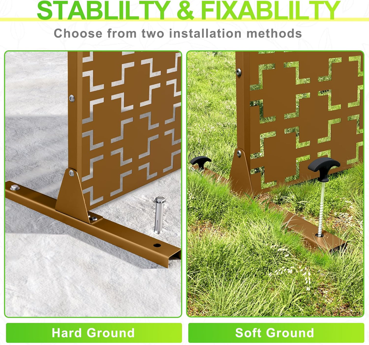 Outdoor Privacy Screen,72" H×47" W Metal Privacy Screen, Freestanding Privacy Fence Panels for Patio