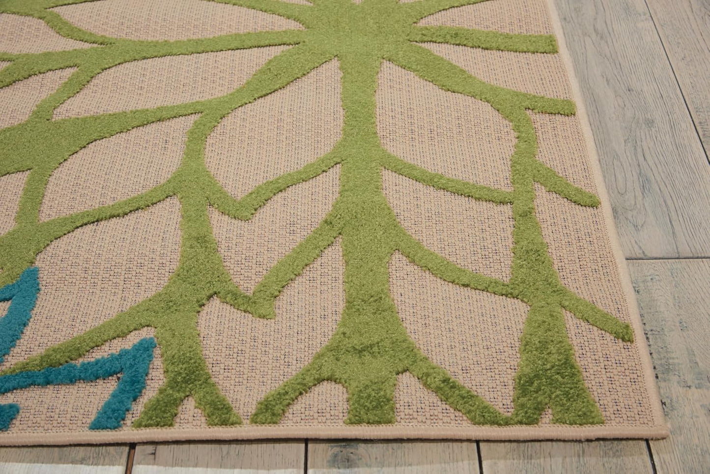 Nourison Aloha Indoor/Outdoor Multicolor 9'6" x 13' Area Rug, Tropical, Botanical, Easy Clean, Non Shedding, Bed Room, Living Room, Dining Room, Deck, Backyard, Patio (9x13)