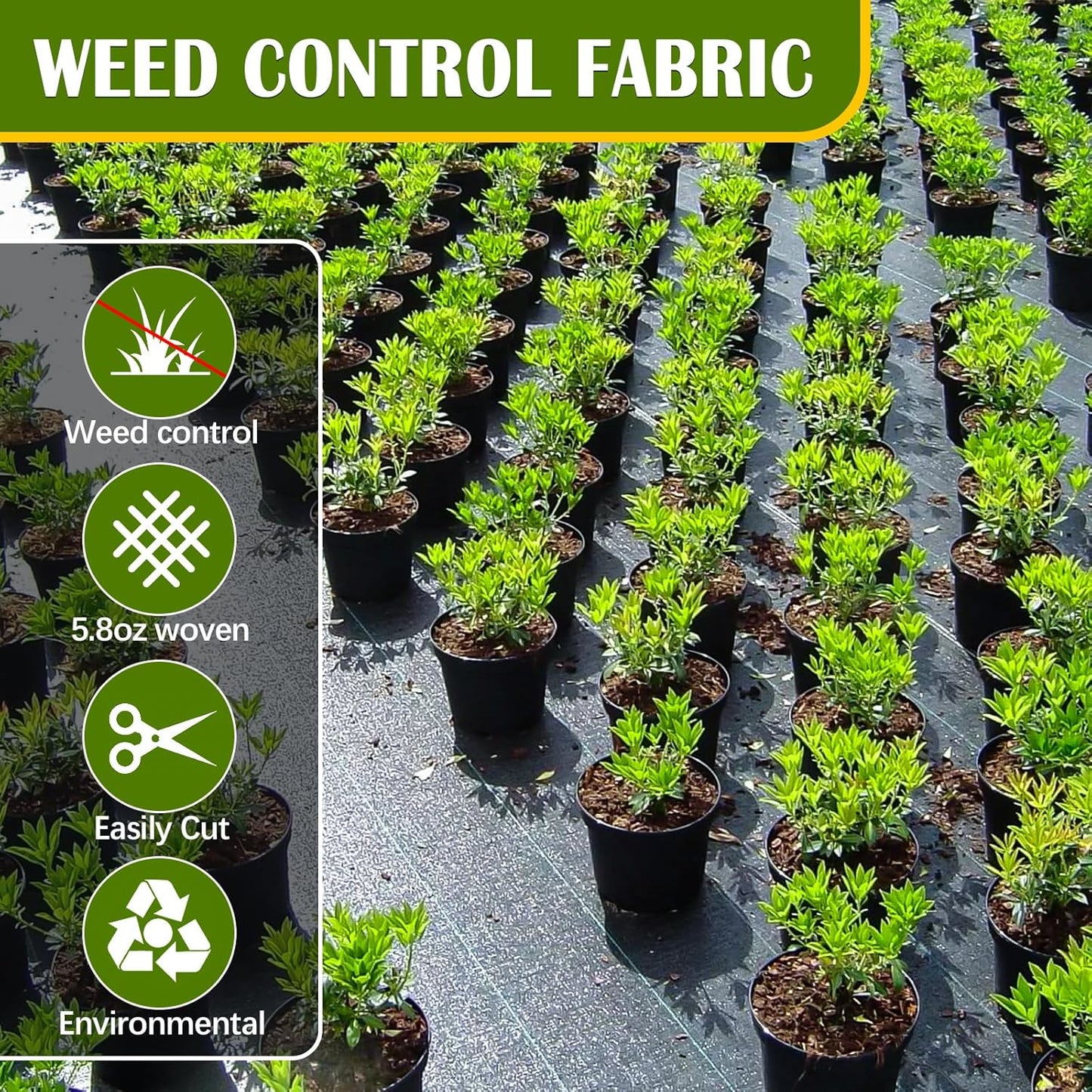 KAKO 4 x 300Ft Weed Barrier Fabric Heavy Duty, Weed Barrier Landscape Fabric, Garden Fabric Weed Barrier, Garden Weed Barrier Fabric Weed Cloth for Garden Fabric, Landscaping Fabric, Driveway Fabric