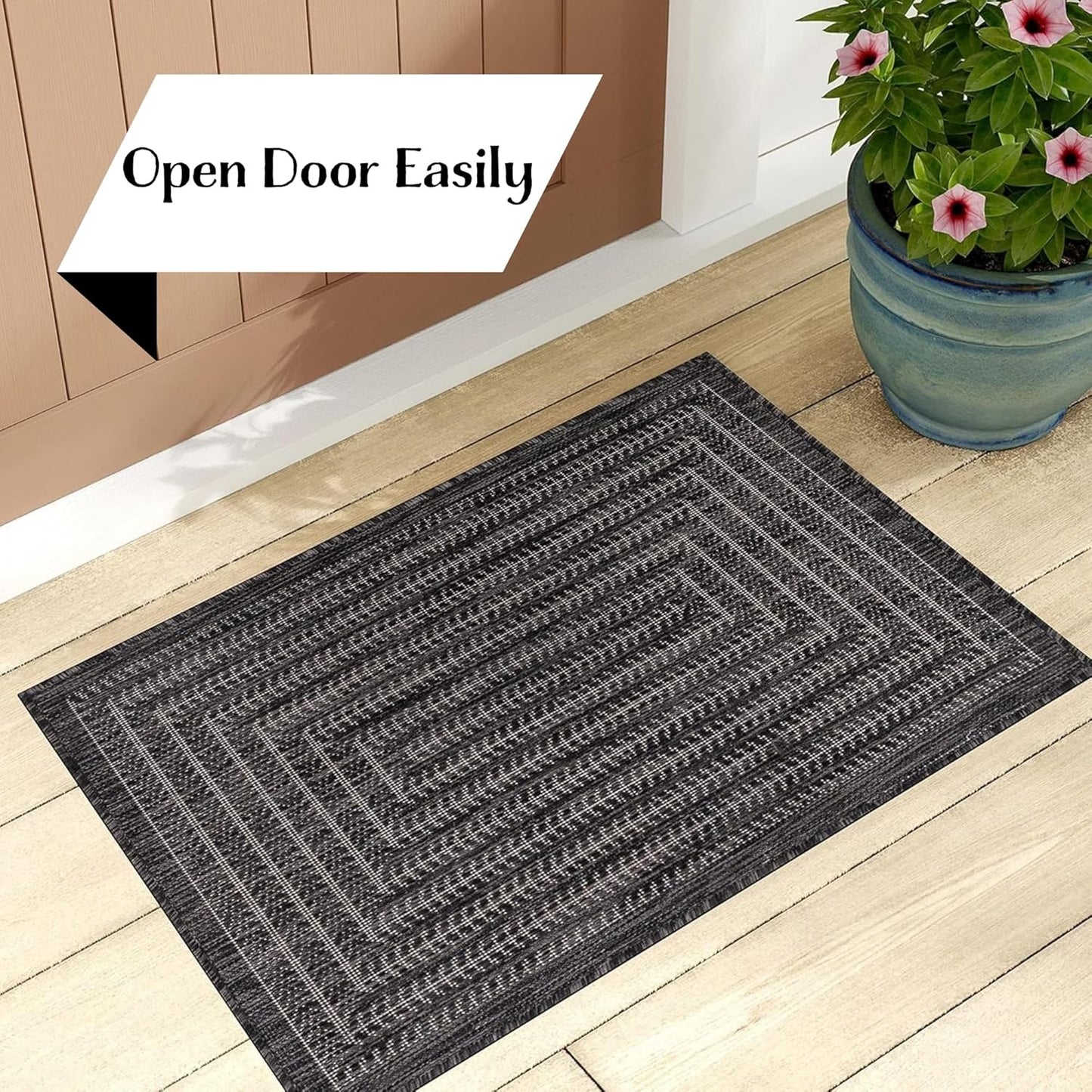 Adiva Rugs Outdoor Indoor Area Rug, Weather Resistant, Easy to Clean, Stain Resistant Floor Mat for Dining Room, Backyard, Deck, Patio (Pebble Weiss, 2'6" x 7')