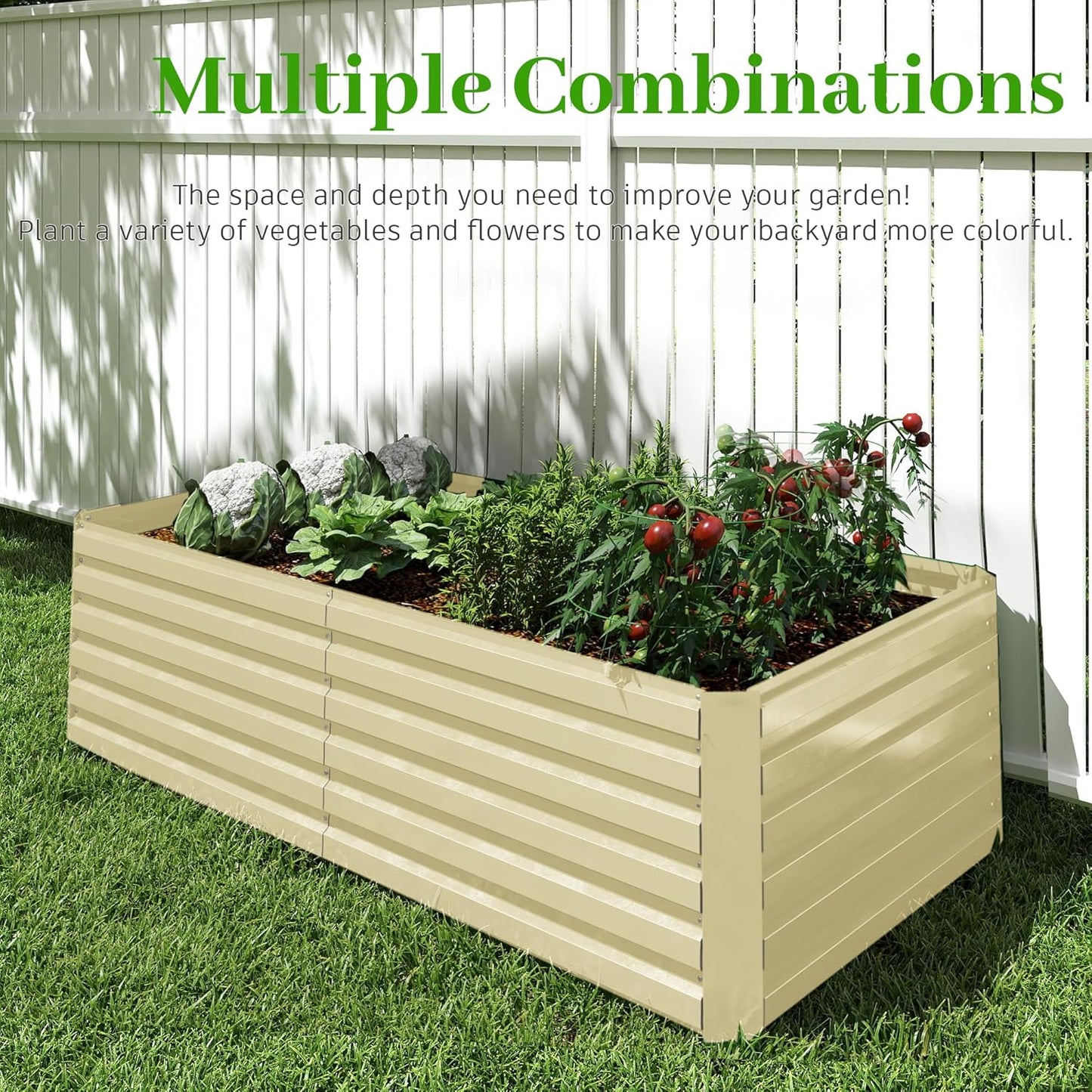 8x4x2 ft Outdoor Raised Garden Bed, Large Metal Planter Raised Beds, Planters for Outdoor Plants for Vegetables, Flowers, Herbs, Fruits, and Succulents.(2 Pcs,Yellow)