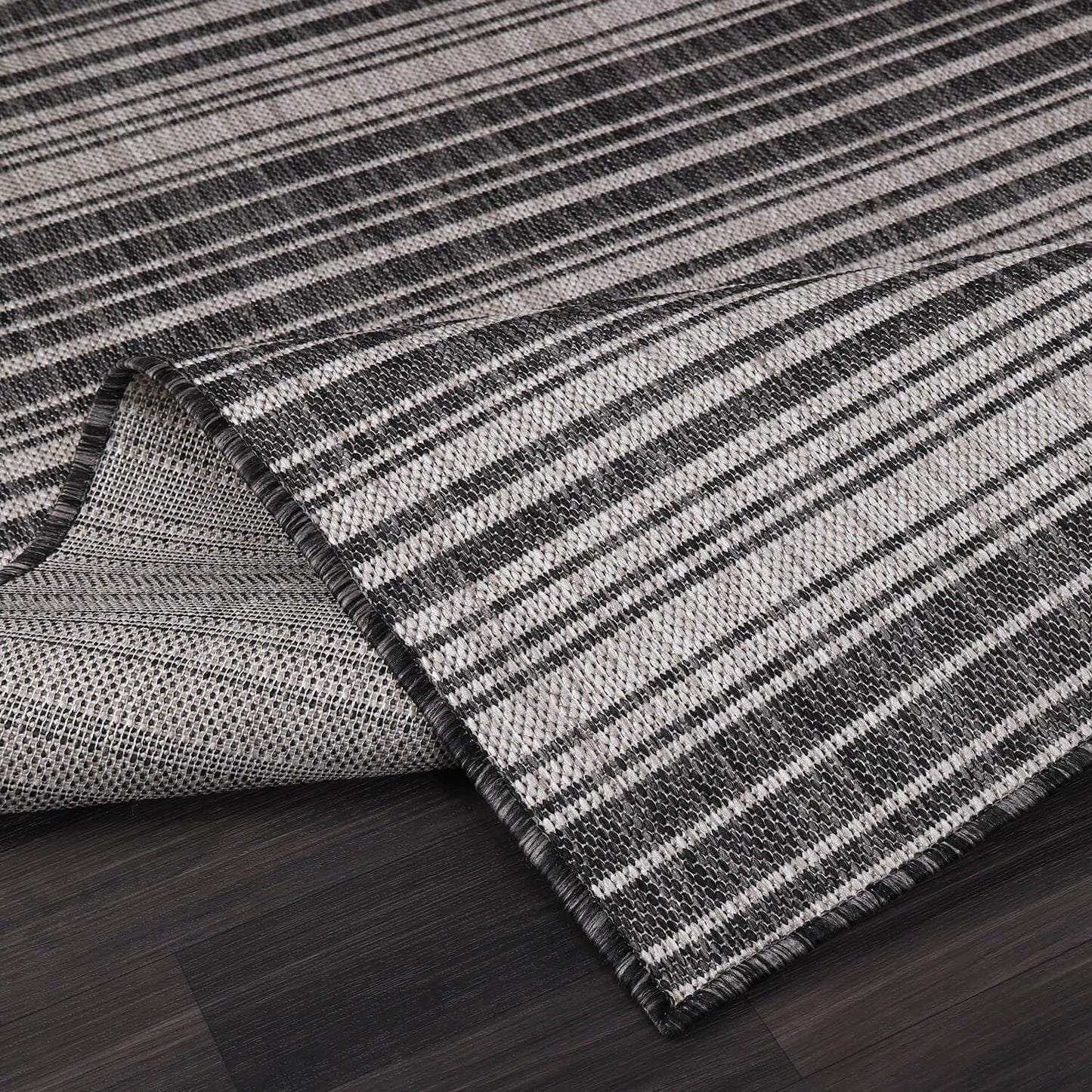 Stripe Outdoor Rug 9x12 Washable Outside Carpet for Indoor Patio Porch Waterproof Easy Cleaning Non Shedding Area Rugs Dark Gray 9 x 12