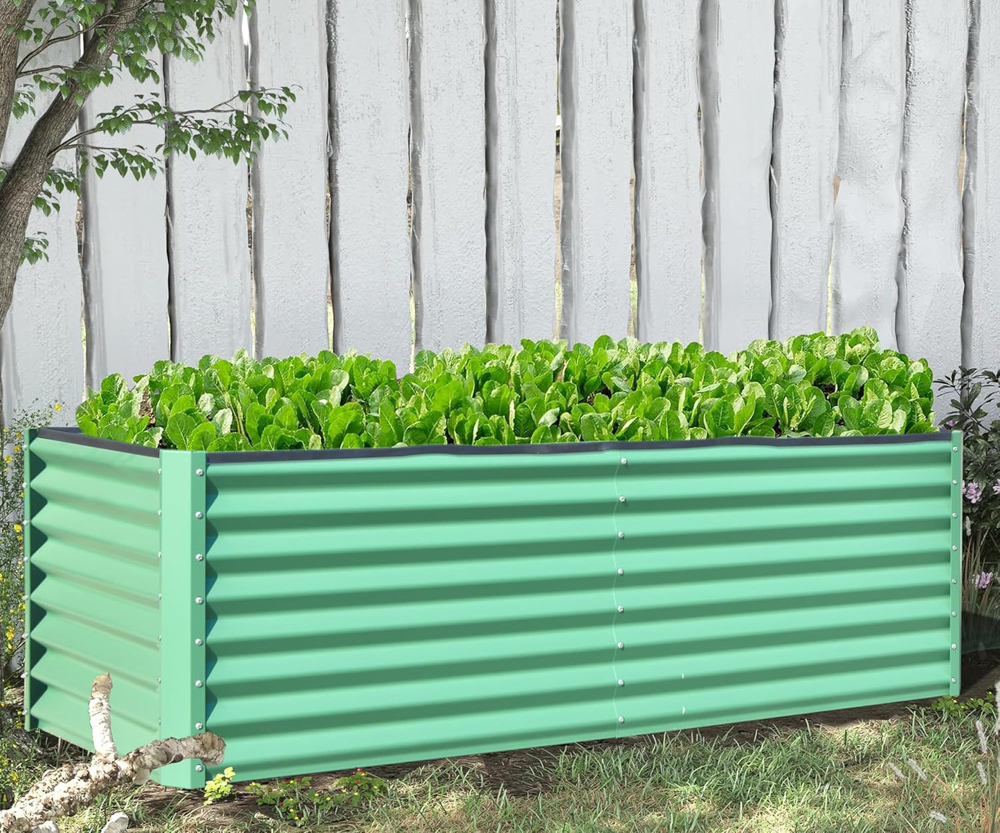 Domi Galvanized Raised Garden Bed, Outdoor Planter Garden Boxes Large Metal Planter Box for Gardening Vegetables Fruits Flowers, Green (6x3x2ft)