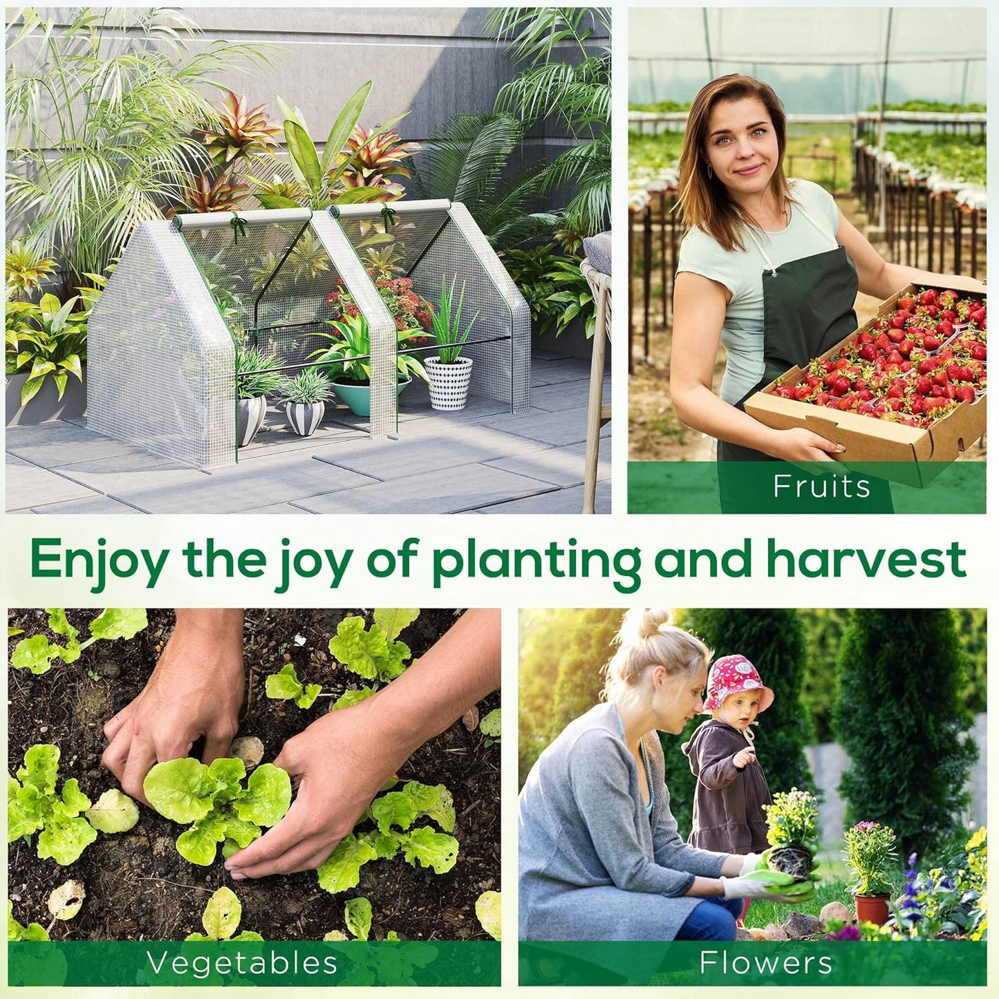 Outsunny 6' x 3' x 3' Mini Greenhouse with Zippered Doors & Roll-up Windows, Portable Plant Hot House with Durable PE Cover, Water Resistant, UV Protected for Outdoor Flowers, Vegetables, White