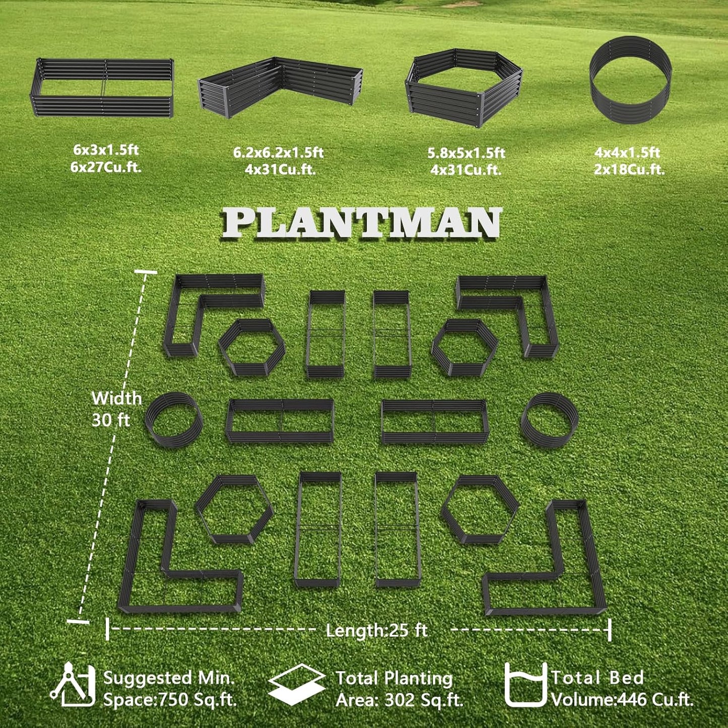 A ANLEOLIFE 16-Pack Deep Root Galvanized Raised Garden Beds Outdoor for Planting Vegetables Flowers Herb, Quartz Grey