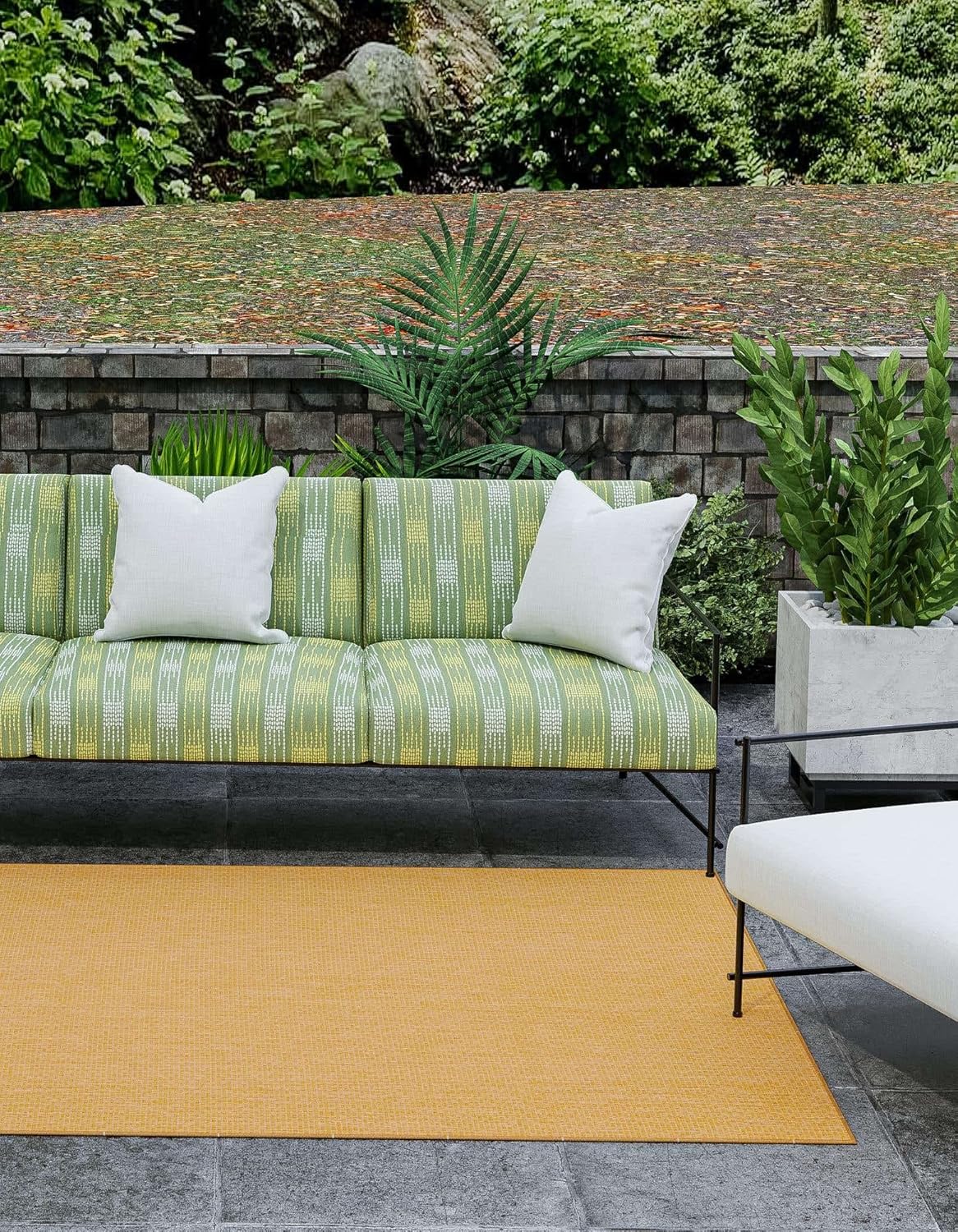 Unique Loom Collection Casual Transitional Solid Heathered Indoor/Outdoor Flatweave Area Rug (10' x 13' 1" Rectangle, Corn Harvest Yellow)