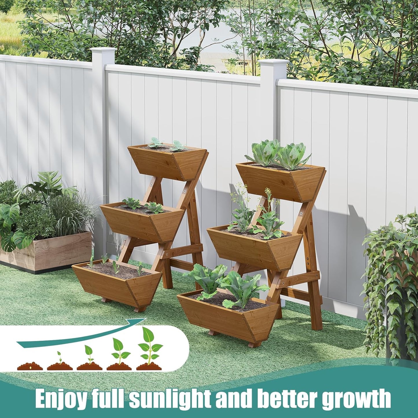 Small Raised Garden Bed, 3 Tier Vertical Garden Planter for Indoor & Outdoor, Raised Planter Box with Legs