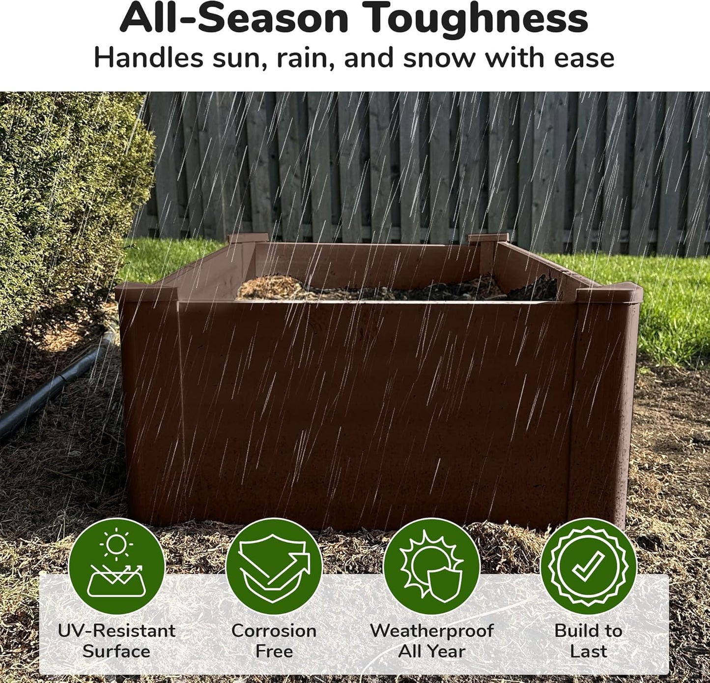 Raised Garden Bed - 2x4 ft Planter Box - Brown HDPE - No Tools Needed - DIY Kit for Urban Gardening, Flowers, Herbs & Vegetables - Made in The USA