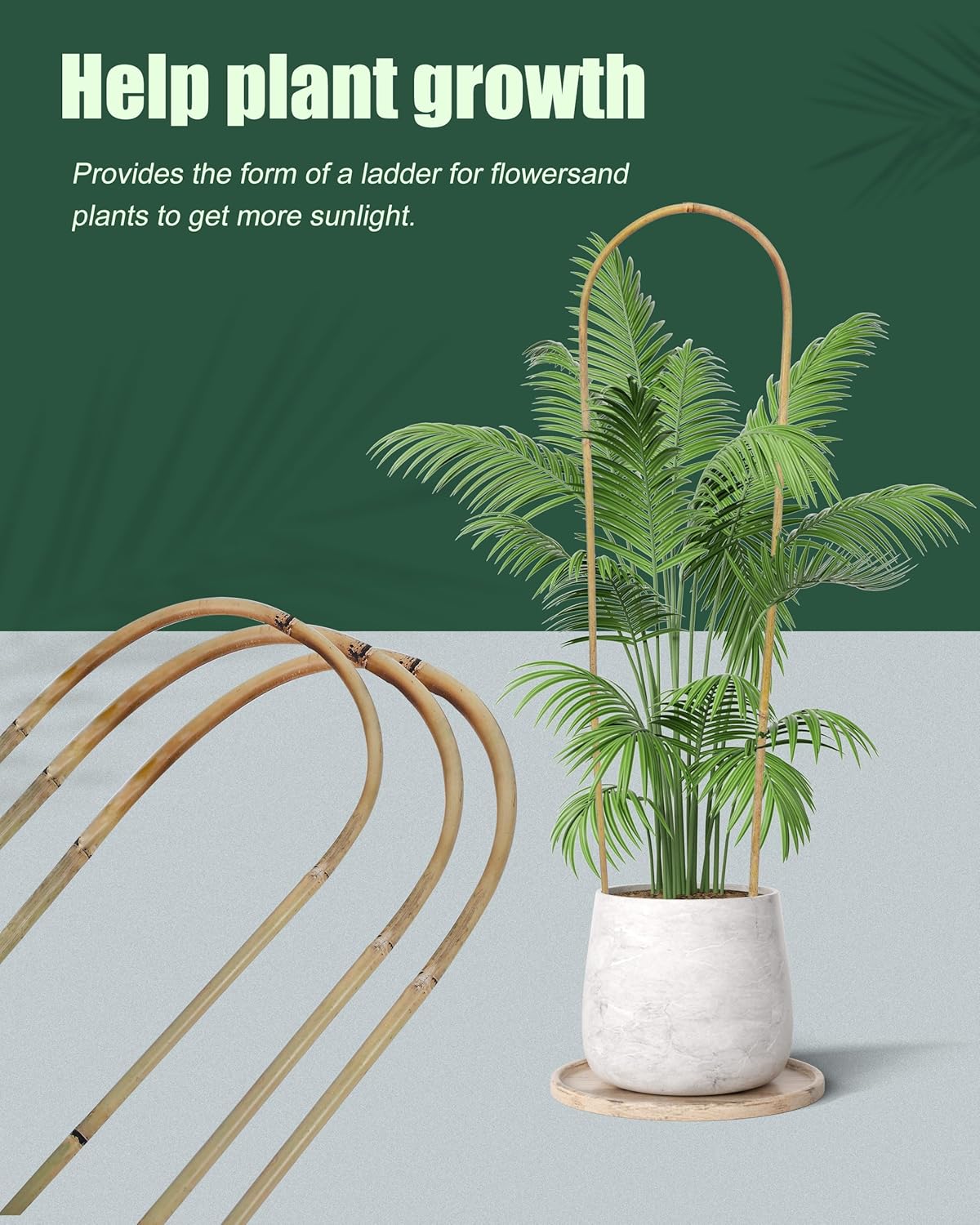 3ft Natural U-Hoops Bamboo Trellis U-Shaped Garden Trellis for Climbing Plants, Vines, Ivy, Flowers, and Potted Plants 3pcs