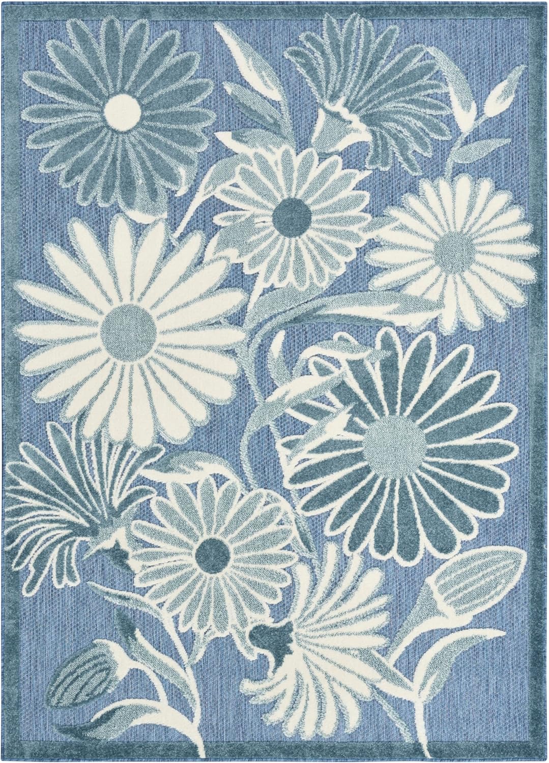 Nourison Aloha Blue 9' x 12' Area Rug - Easy Clean, Non Shedding, Bed Room, Living Room, Dining Room, Kitchen (9' x 12')