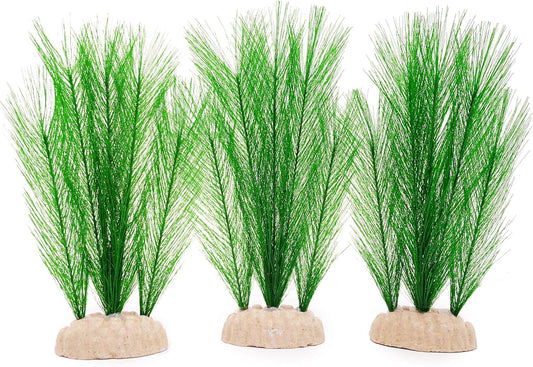 BEGONDIS 3Pcs Aquarium Decorations Fish Tank Artificial Green Water Plants Made of Silk Fabrics Plastic