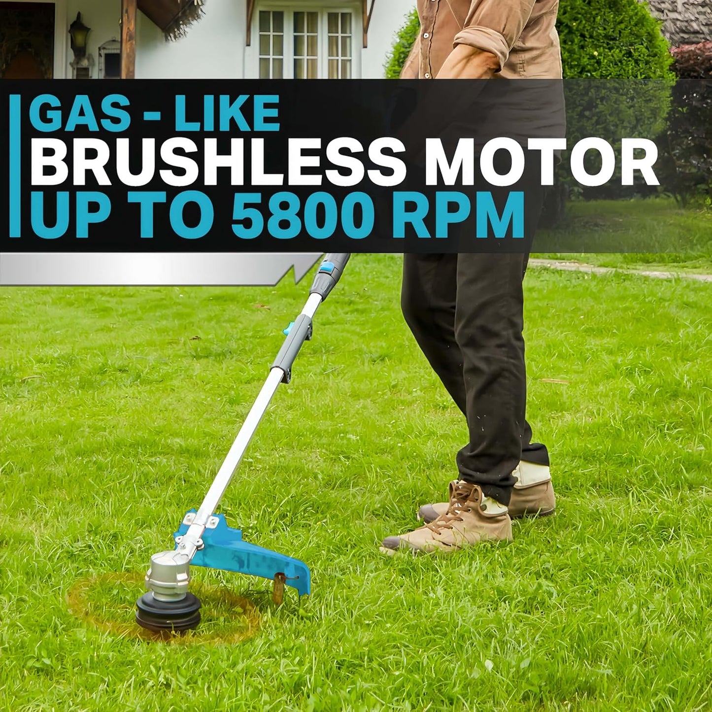 RB 17" Cordless String Trimmer, 40V Lithium Battery Weed Wacker with 4.0Ah Battery & Fast Charger & .095'' line, 2 in 1 Grass Trimmer and Edger, 2-Speed Adjustable, Low Vibration Lawn Garden Tool