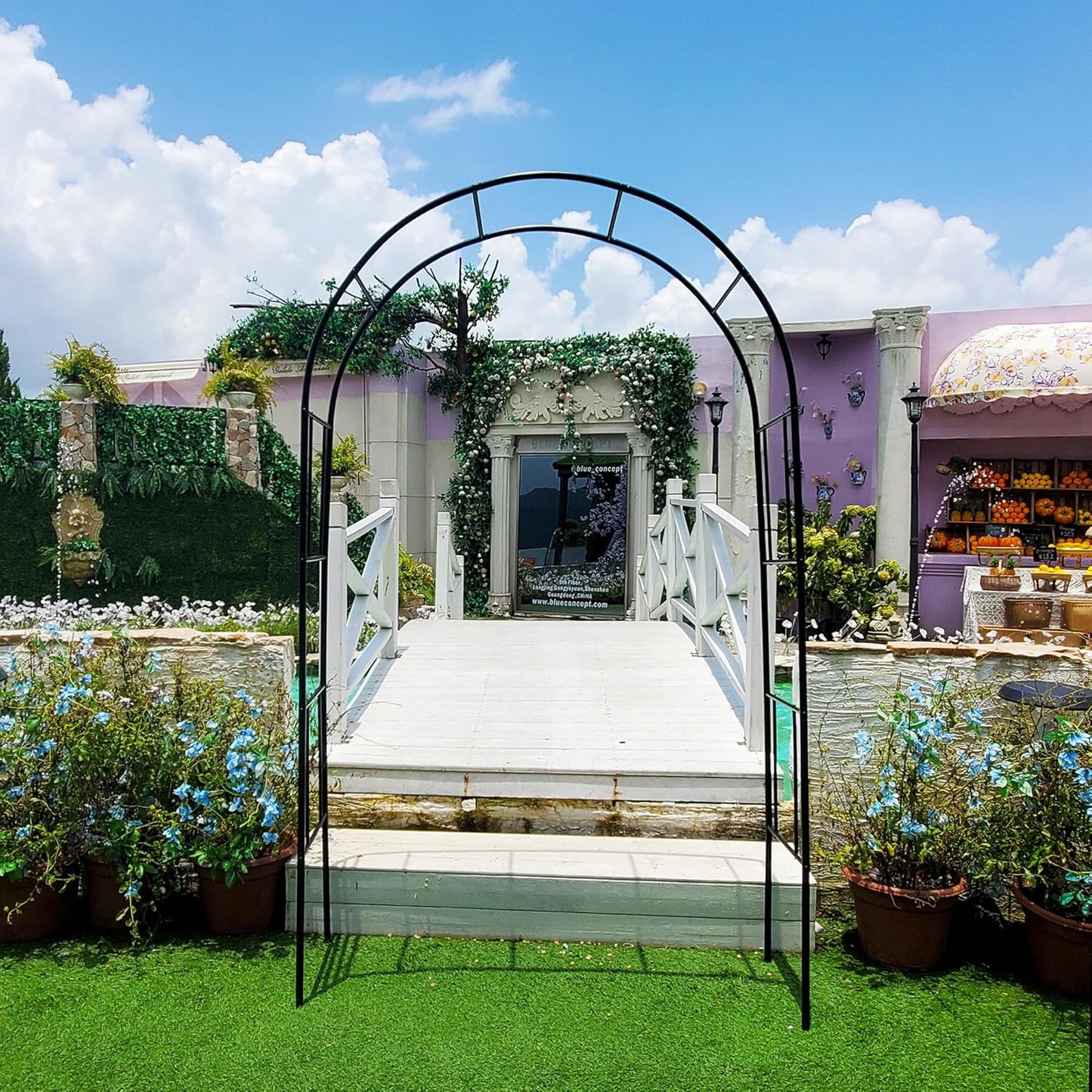 Metal Pergola Arbor Trellis, 7 Feet High x 4 Feet Wide, Garden Arch for Various Climbing Plant Wedding Garden Lawn Backyard Arch Bridal Party Decoration Arbor