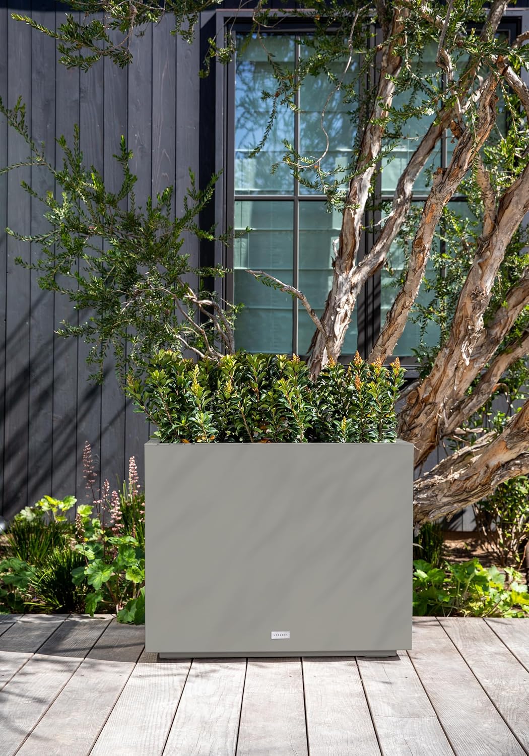 Veradek Block Series Span Plastic Planter - Tall Rectangular Planter for Indoor or Outdoor Patio/Porch | Durable All-Weather with Removable Insert Bucket | Modern Design for Plants, Flowers, Garden