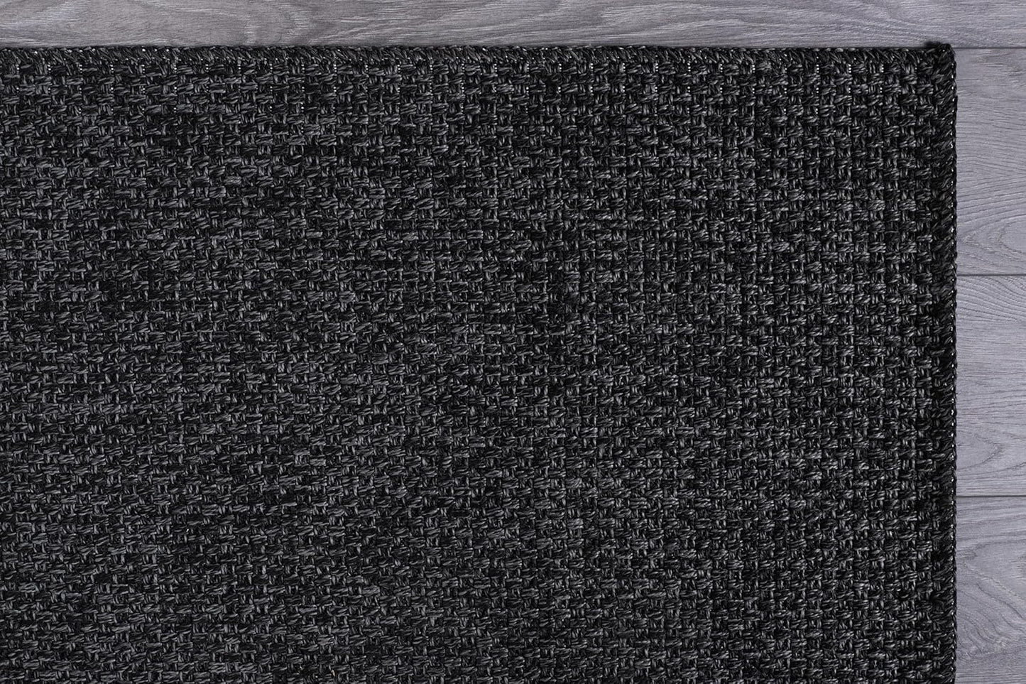CAMILSON Easy Jute Rug 4x6, Indoor Outdoor Dark Gray Black Farmhouse Area Rugs for Living Room Patio and Kitchen Rug, Solid Boho Woven Design, Easy-Cleaning, Washable Outside Carpet Alfombras (4 x 6)