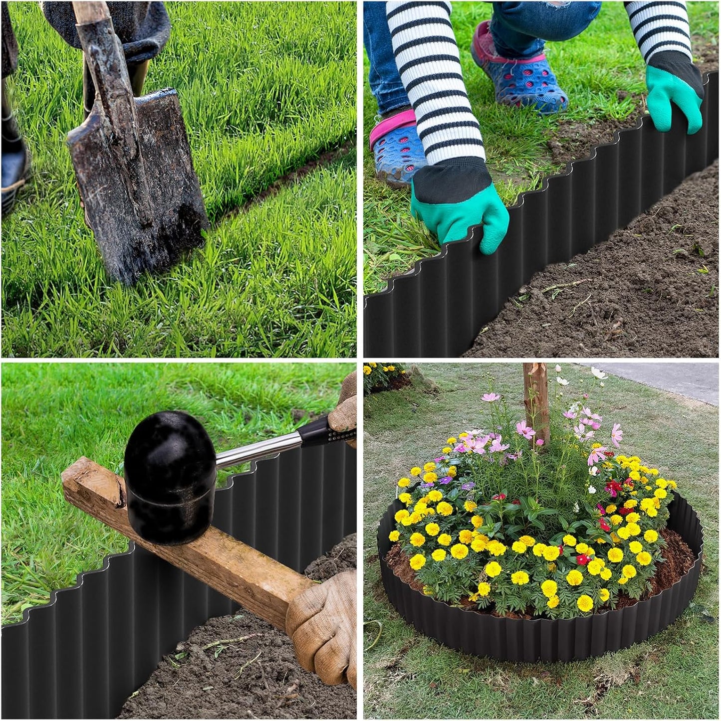LAVEVE Corrugated Metal Garden Edging 6" x 10Ft, Landscape Edging Border for Lawn, Flower Bed, Garden Fence, Paver Edging (Black)