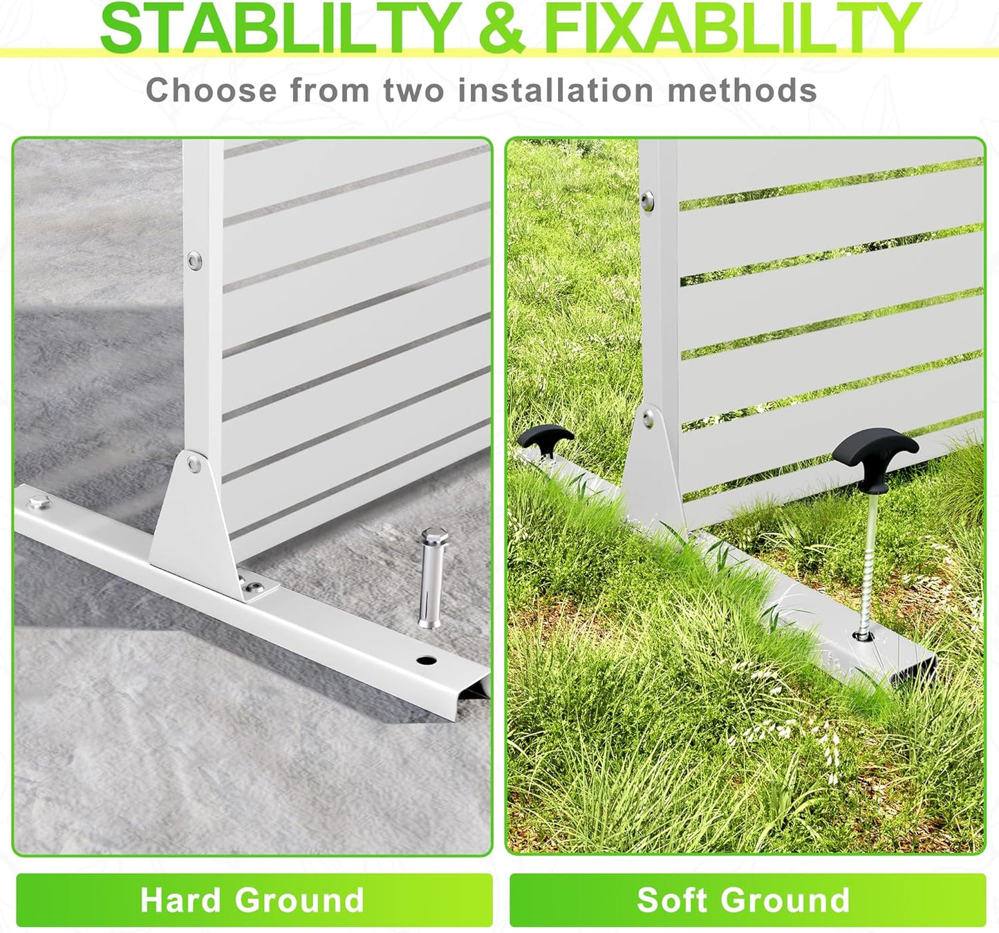 Outdoor Privacy Screen,72" H×47" W Metal Privacy Screen, Freestanding Privacy Fence Panels for Patio