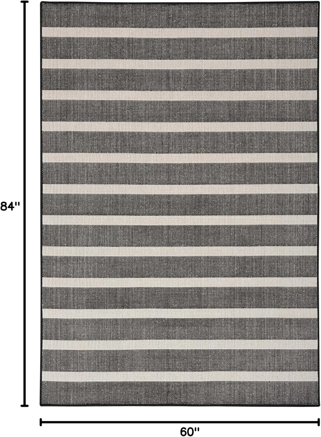 Nourison Home Positano Indoor/Outdoor Black Ivory 5' x 7' Area Rug, Easy Cleaning, Non Shedding, Bed Room, Living Room, Dining Room, Deck, Backyard, Patio (5x7)