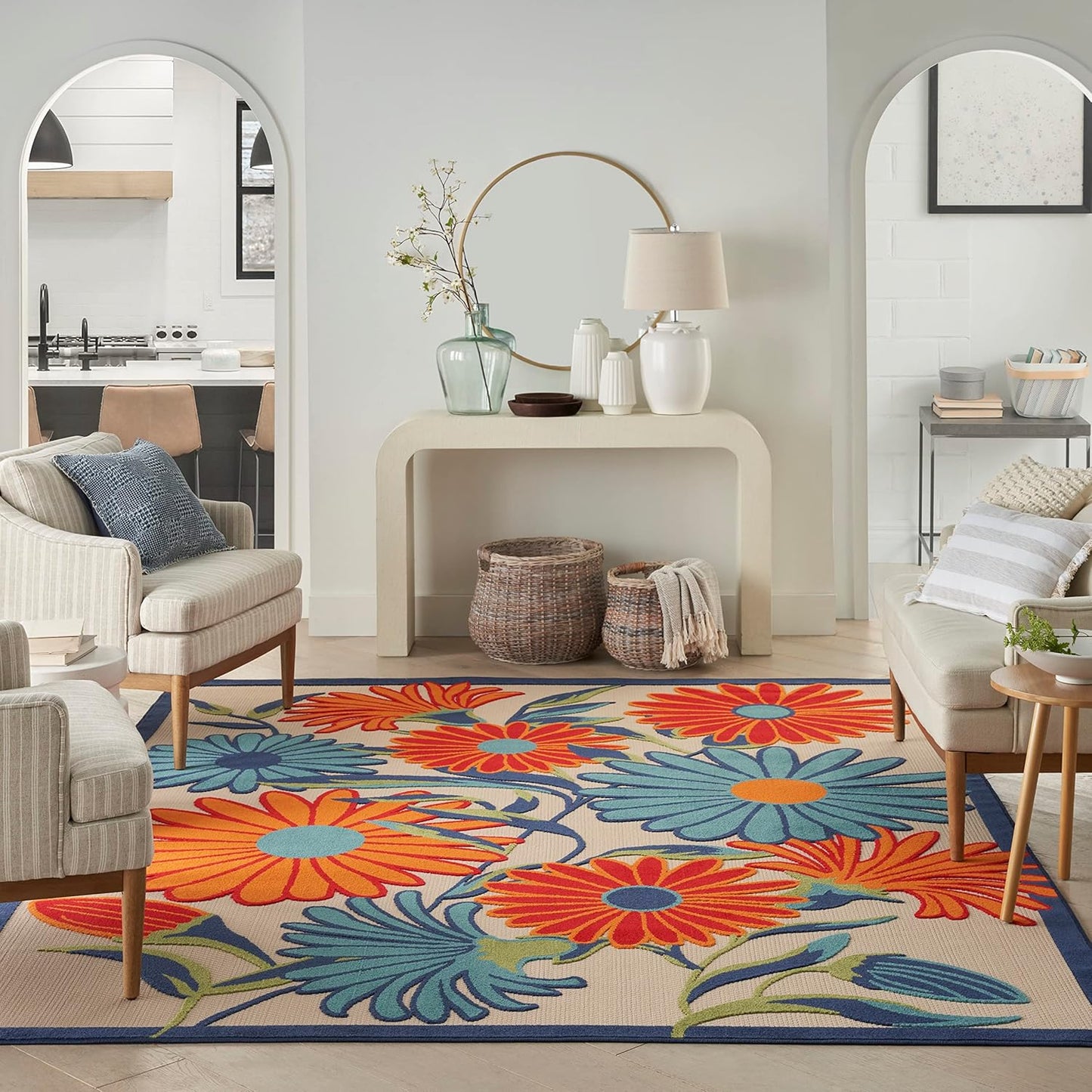 Nourison Home Aloha 63x89 Contemporary Fabric Rug in Multi-Color