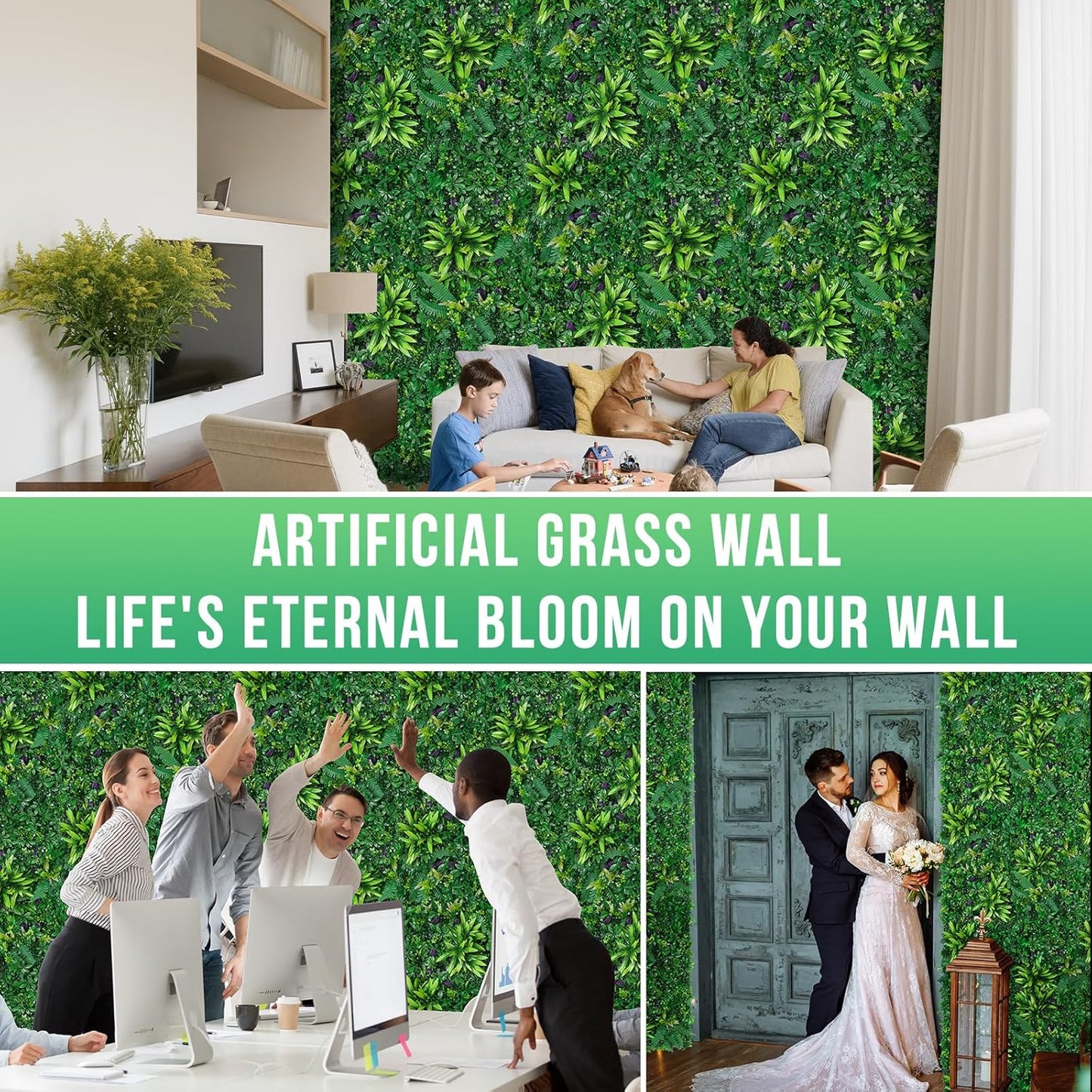 Artificial Boxwood Panels, Grass Wall Panels 20"x20"(6pcs), Privacy Hedge Fence Screen with UV Protection, Fake Greenery Backdrop for Indoor Wedding and Outdoor Garden Backyard