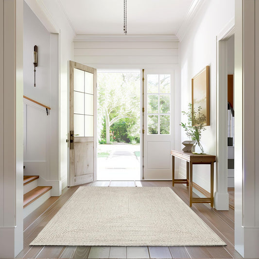 nuLOOM 2' x 12' Solid Hand Braided Indoor/Outdoor Area Rug, Pet-Friendly, High Traffic, Weather Resistant, for Patio, Balcony, Bedroom, Living, Dining Room, Wynn Ivory