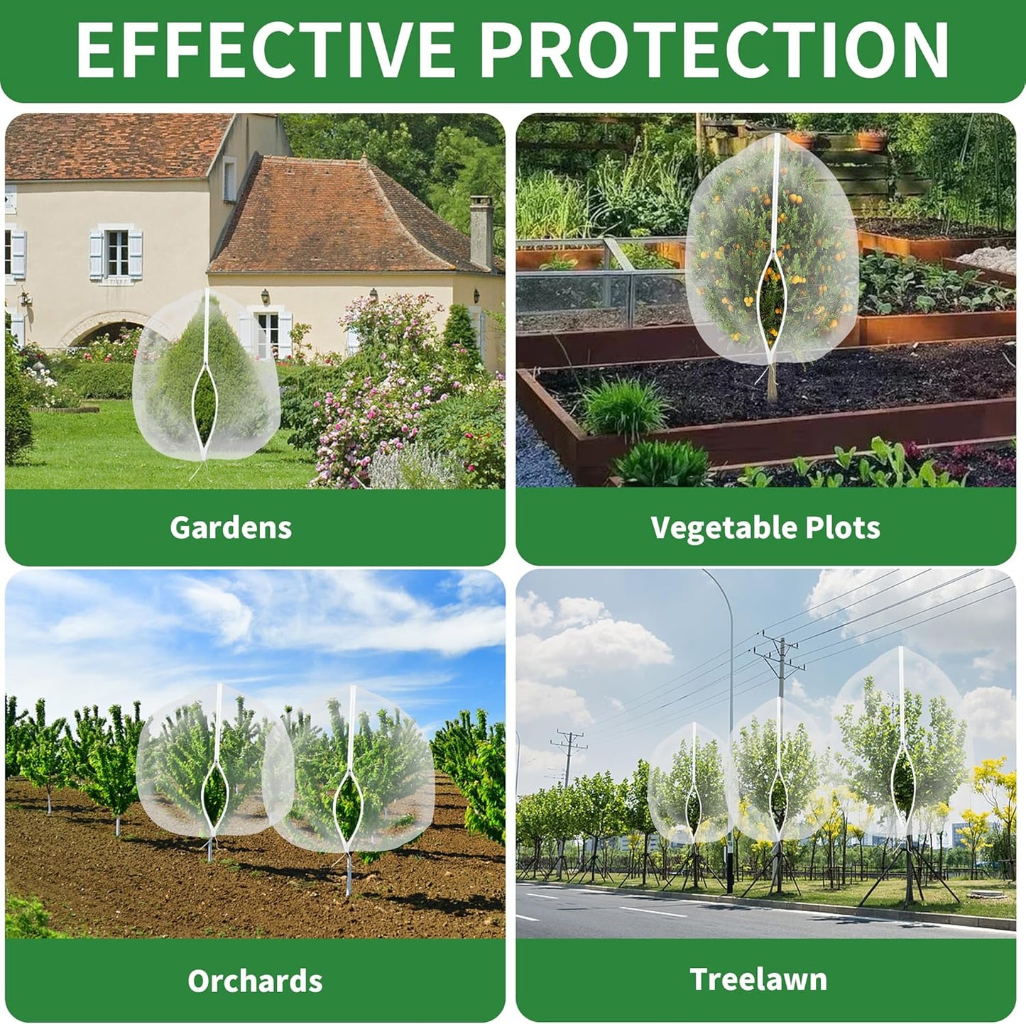 Large Garden Mesh Netting with Zipper and Drawstring,Plants Cover Protection from Anti Birds,Bugs,Cicadas,and Insects-Pest Barrier Bag for Blueberry Bushes,Tomatoes,Citrus,Fruit Tree