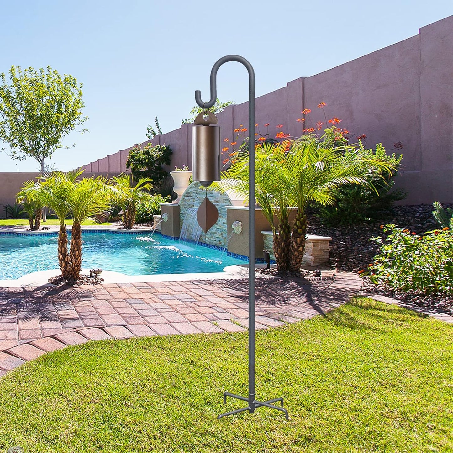 Highpro Shepherds Hooks for Outdoor 47 Inch Bird Feeder Pole Squirrel Proof Hummingbird Feeder Stand Heavy Duty with 5 Prong Base for Hanging Bird Feeder, Plant Baskets, Solar Light Lanterns