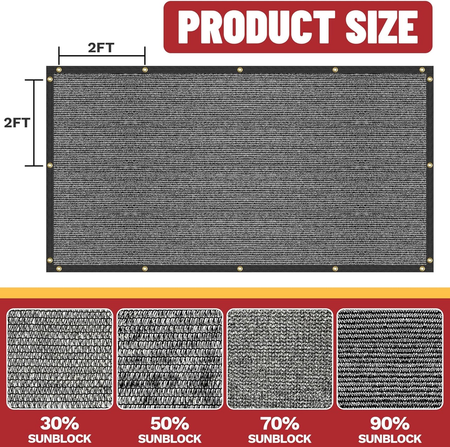 ShadeMart 50% Shade Cloth for Plant, Black 3FT x 75FT Custom Size Outdoor Shade Tarp, Shade Cover with Upgrade Grommets and Zip Ties, Netting Sunblock Net for Vegetables Flower Garden Greenhouse