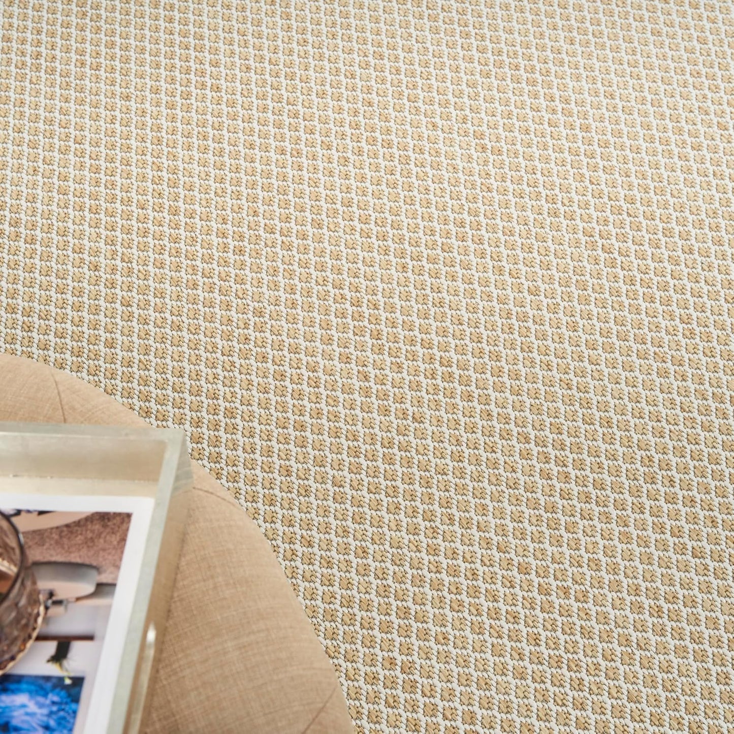 Nourison Home Courtyard Natural 6' x 9' Area Rug - Easy Clean, Non Shedding, Bed Room, Living Room, Dining Room, Kitchen (6' x 9')