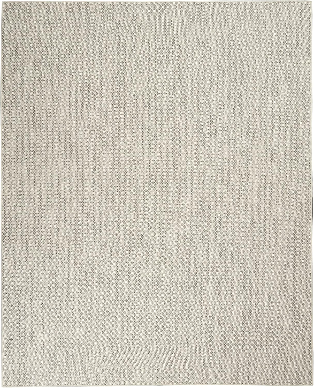 Nourison Home Courtyard Indoor/Outdoor Ivory/Silver 10' x 14' Area Rug, Easy Cleaning, Non Shedding, Bed Room, Living Room, Dining Room, Backyard, Deck, Patio (10x14)