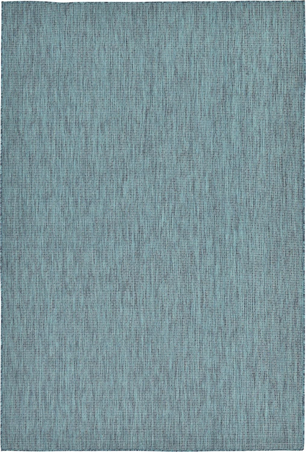 Unique Loom Collection Casual Transitional Solid Heathered Indoor/Outdoor Flatweave Area Rug (6' 1" x 9' Rectangle, Teal/Navy Blue)