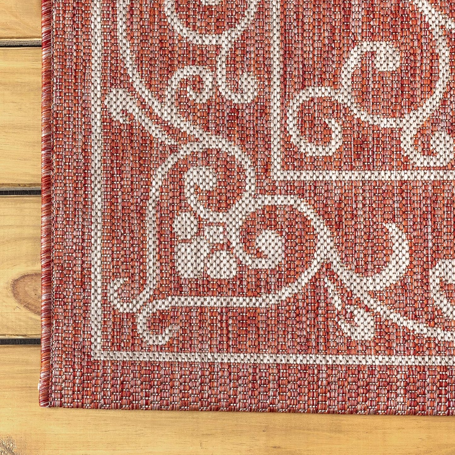 JONATHAN Y SMB106B-8 Charleston Vintage Filigree Textured Weave Indoor/Outdoor Red/Beige 8 ft. x 10 ft. Area Rug, Classic,Easy Cleaning,HighTraffic,LivingRoom,Backyard, Non Shedding