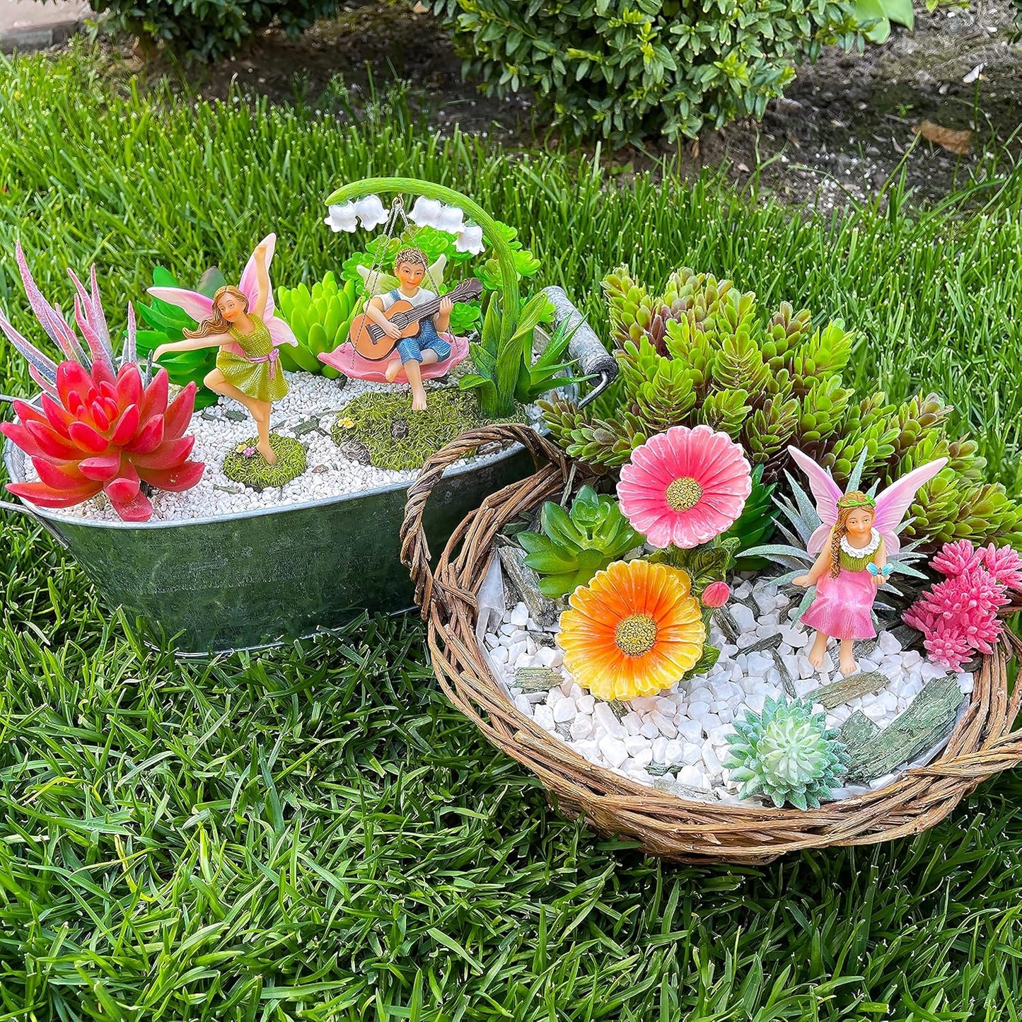 Mood Lab Fairy Garden - Dancing Swing Accessories Kit of 5 pcs - Miniature Garden Figurines Set - Outdoor or House Decor