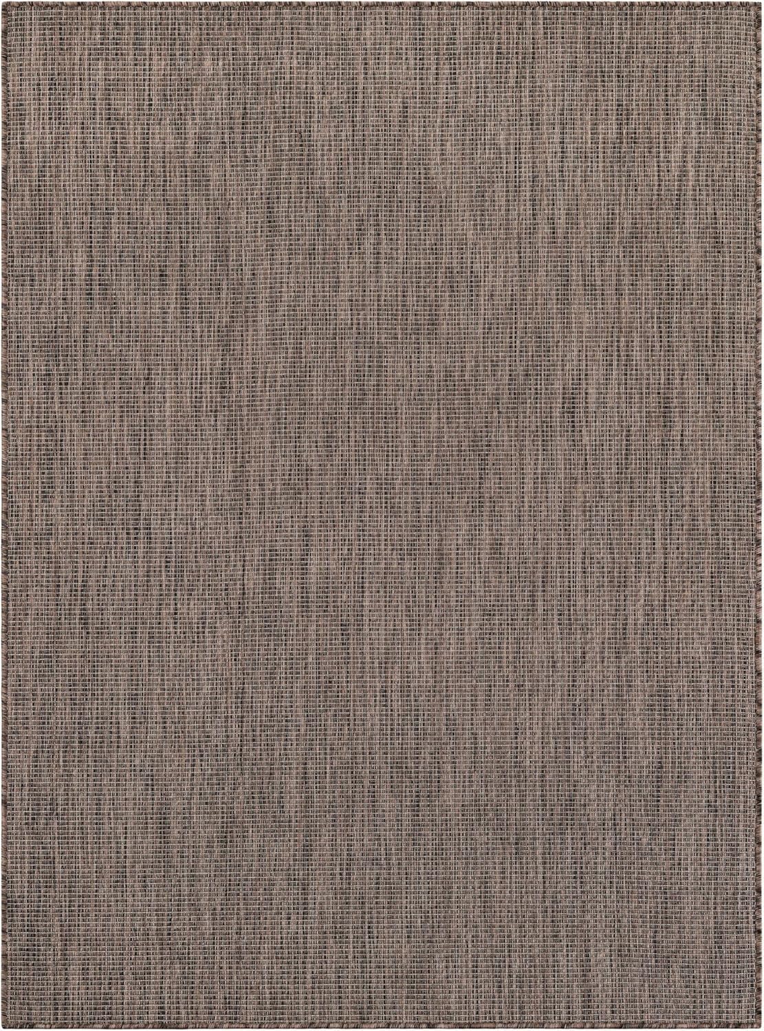 Unique Loom Outdoor Solid Collection Area Rug (5' 3" x 7' 1" Rectangle Light Brown/Ivory)
