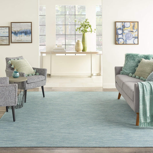 Nourison Positano Indoor/Outdoor Aqua 2'2" x 10' Area Rug, Easy Cleaning, Non Shedding, Bed Room, Living Room, Dining Room, Backyard, Deck, Patio (2x10)